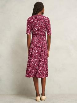 Hobbs Jaci Petite Spot V Neck A Line Midi Dress - view 2, Red/Multi
