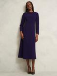 Hobbs Leonora Petite Long Sleeve Boat Neck A Line Midi Dress