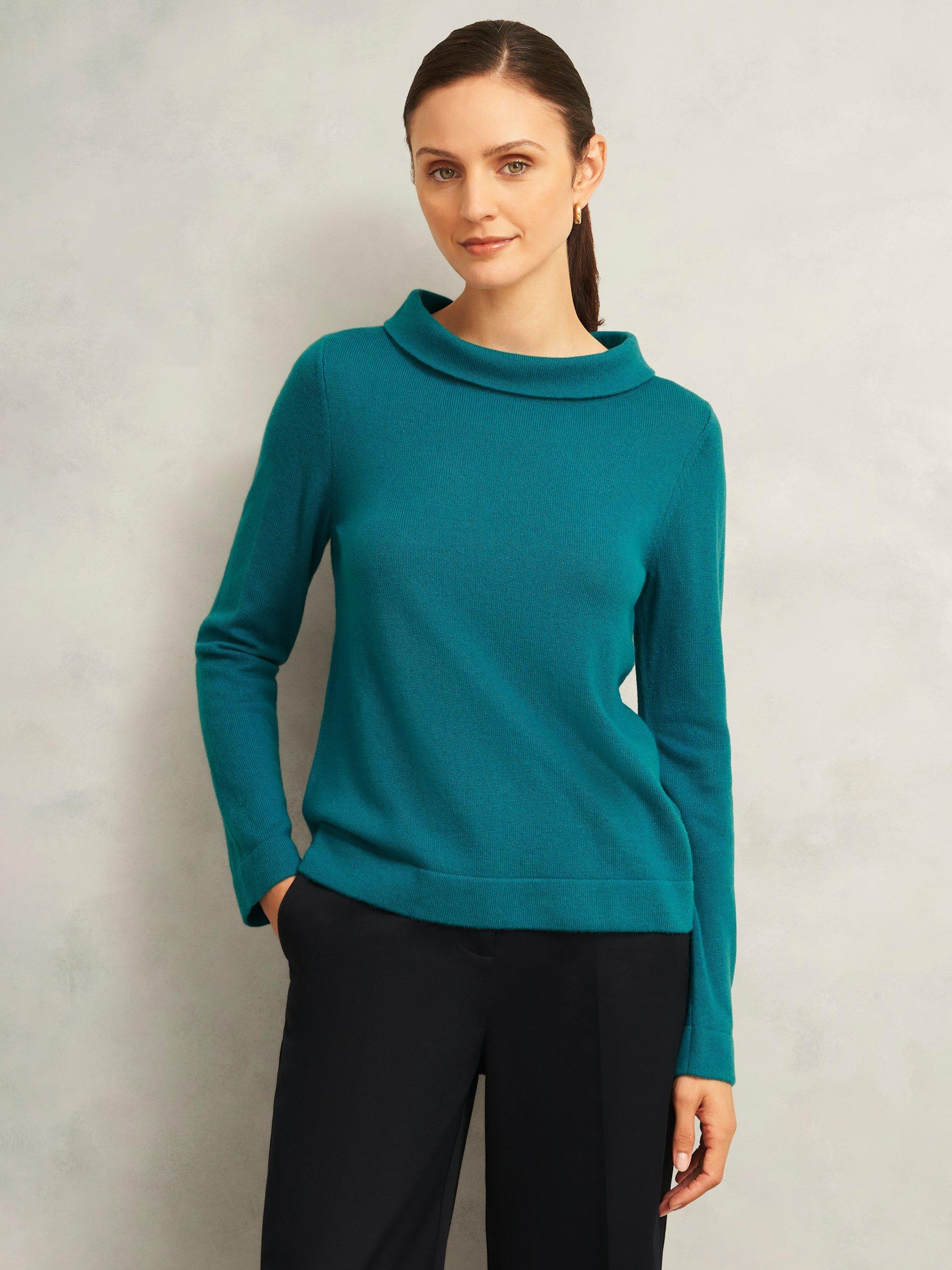 Hobbs Audrey Roll Neck Merino Wool Rich Jumper, Green