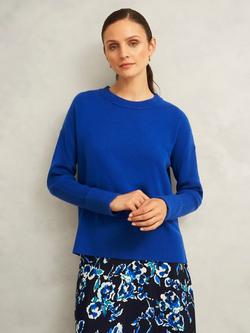 Hobbs Darla Turn Back Cuff Wool Blend Jumper, Blue