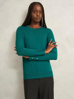 Hobbs Penny Merino Wool Crew Neck Jumper, Green