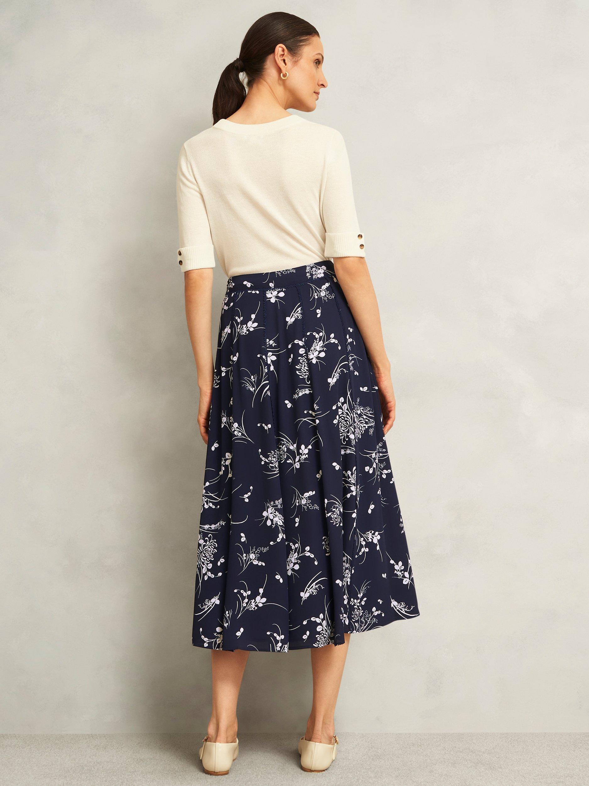 Product image 2 of 7, which shows Hobbs Brielle Skirt, Blue/Multi, 10