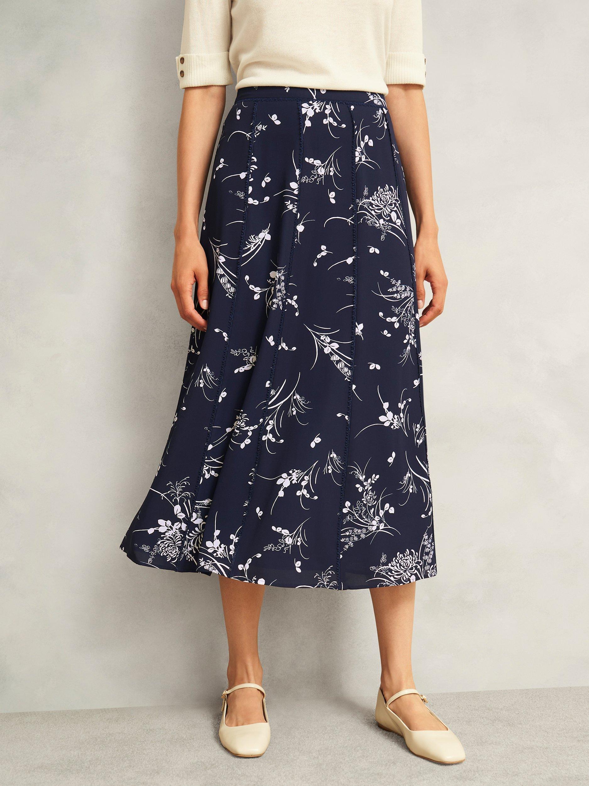 Product image 5 of 7, which shows Hobbs Brielle Skirt, Blue/Multi, 10