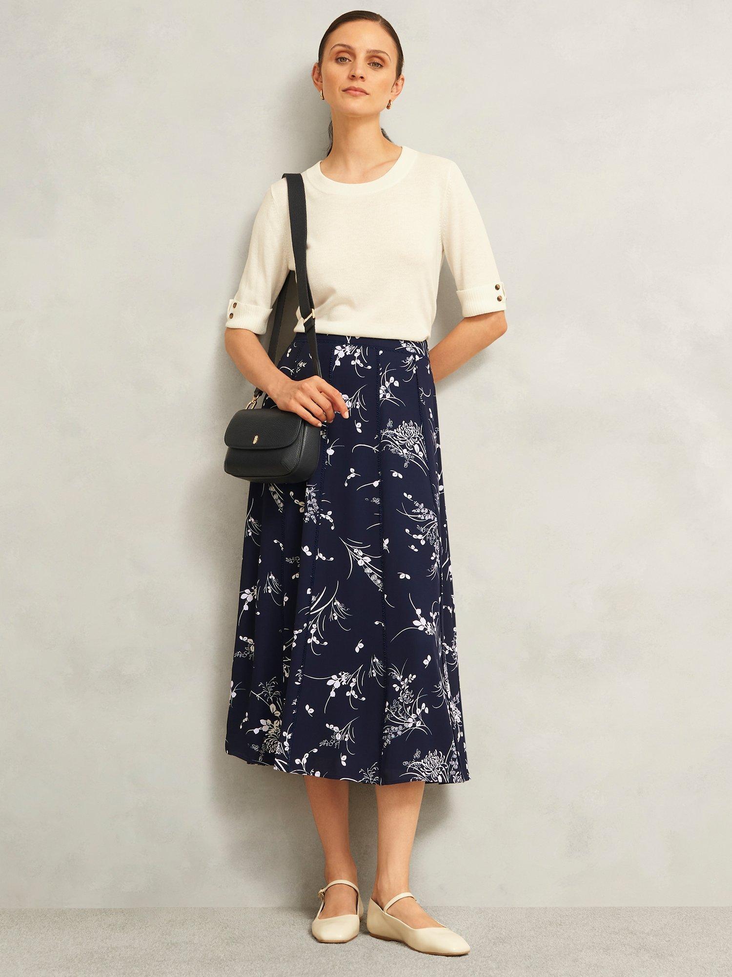 Product image 6 of 7, which shows Hobbs Brielle Skirt, Blue/Multi, 10