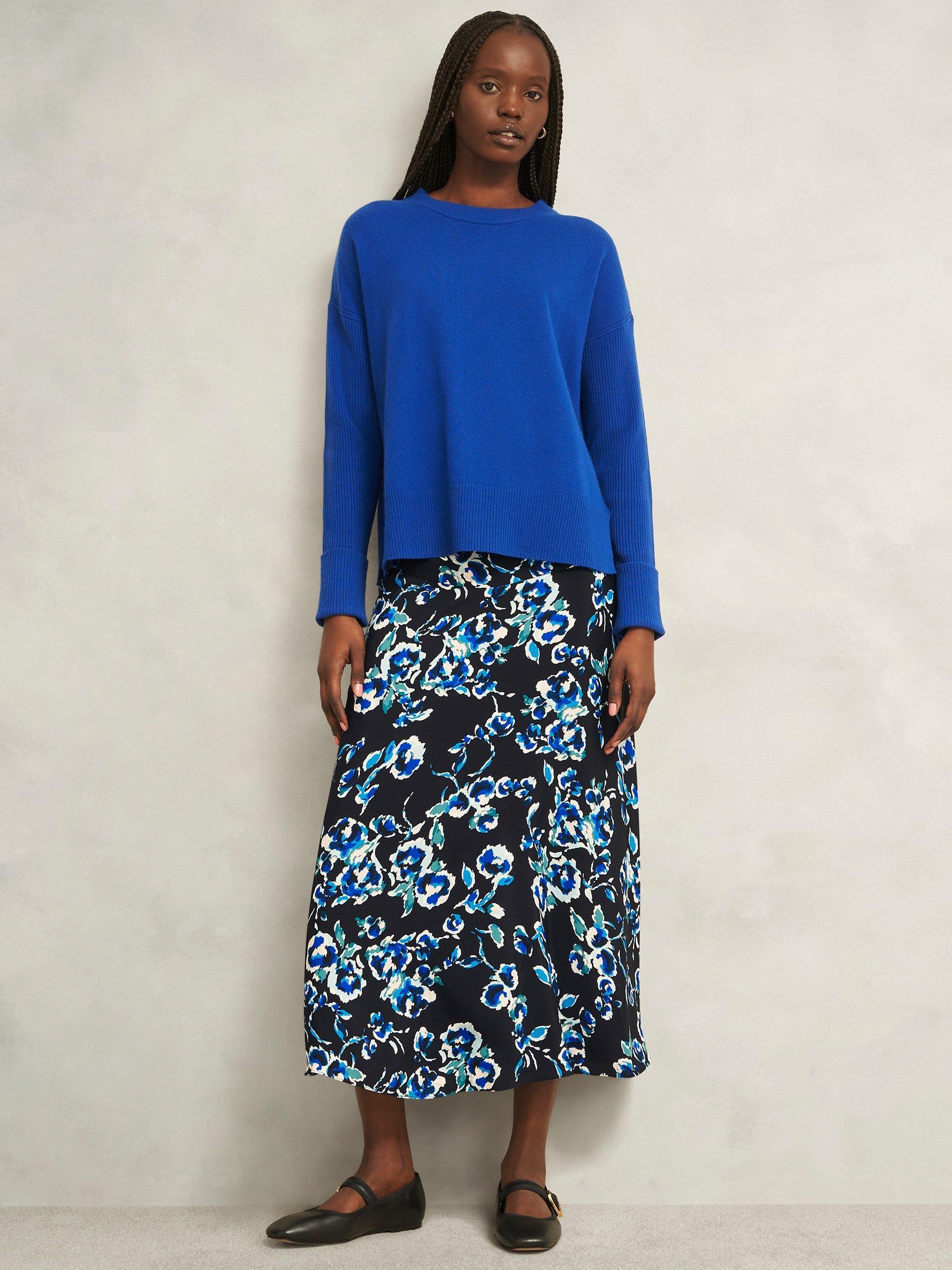 Product image 1 of 6, which shows Hobbs Kiara Skirt, Navy/Multi, 10