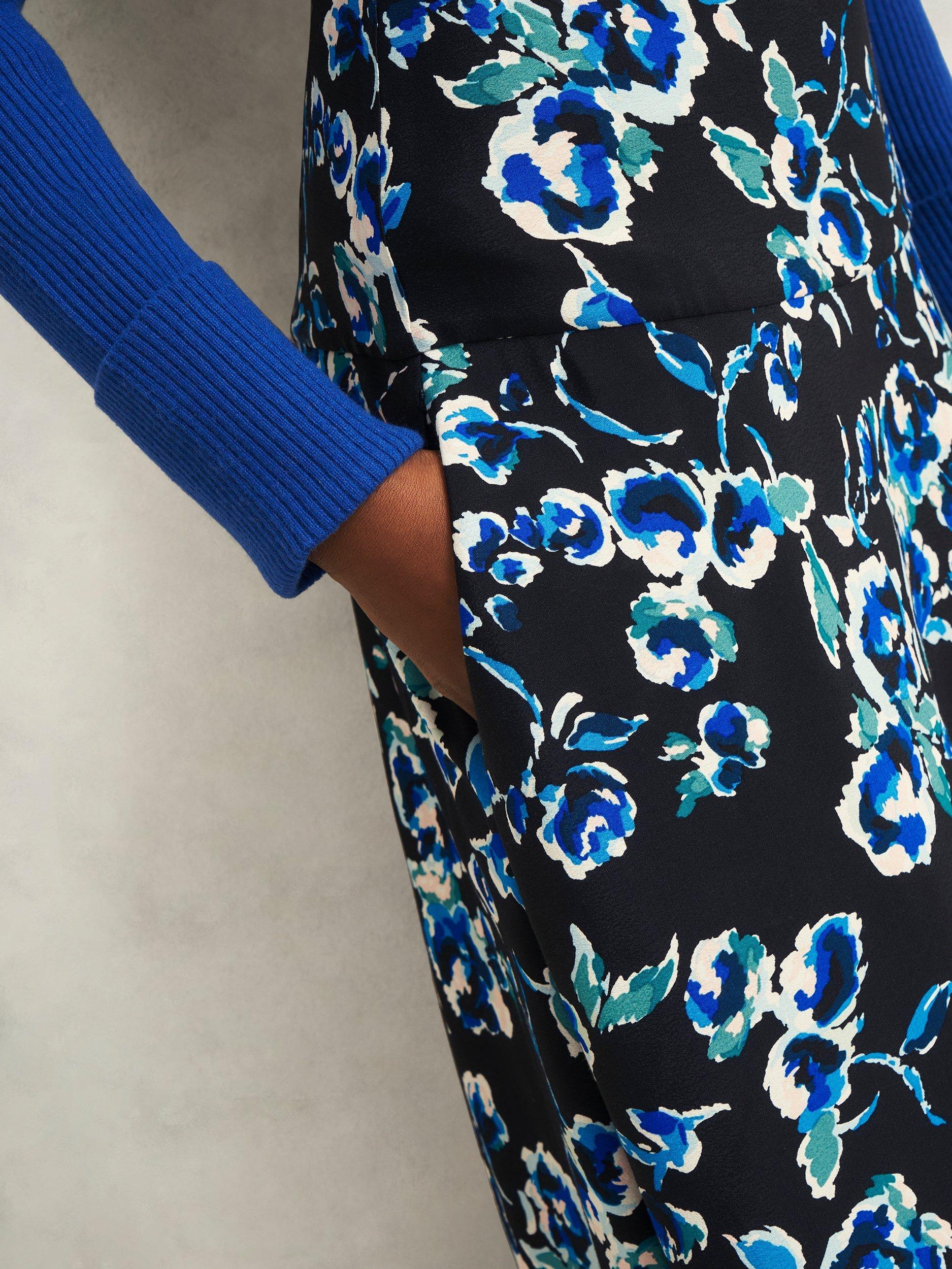 Product image 3 of 6, which shows Hobbs Kiara Skirt, Navy/Multi, 10