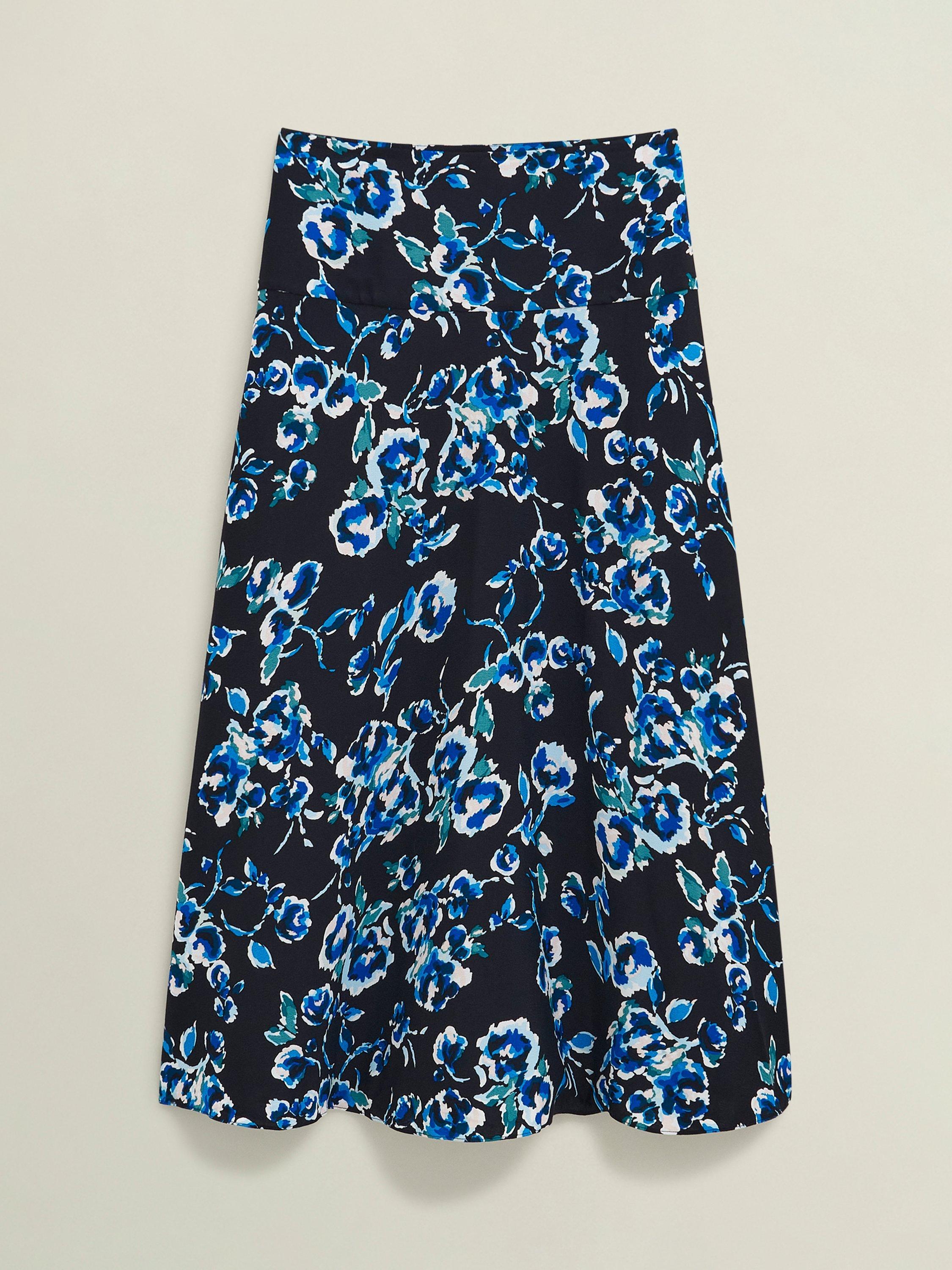 Product image 4 of 6, which shows Hobbs Kiara Skirt, Navy/Multi, 10