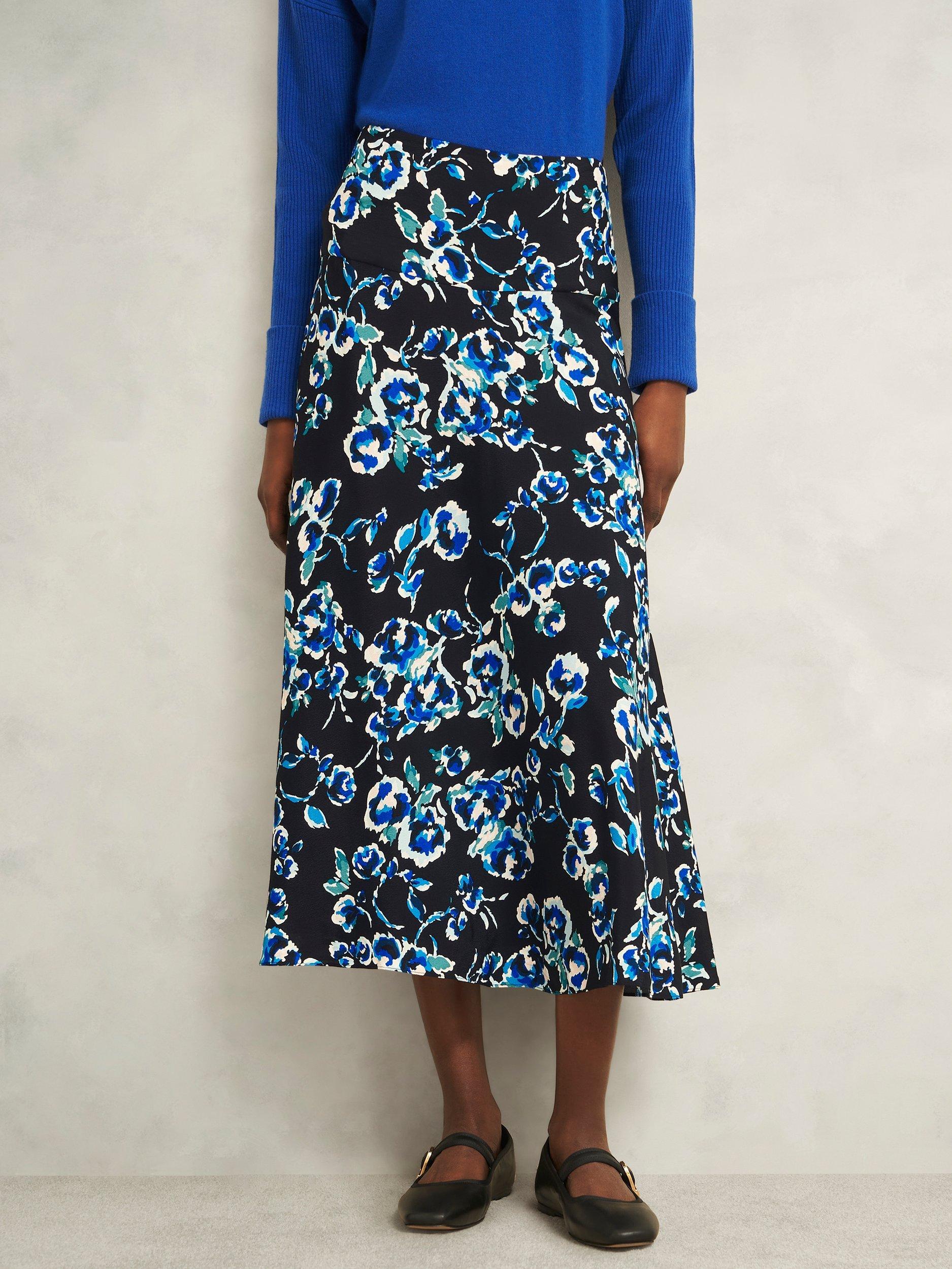 Product image 5 of 6, which shows Hobbs Kiara Skirt, Navy/Multi, 10