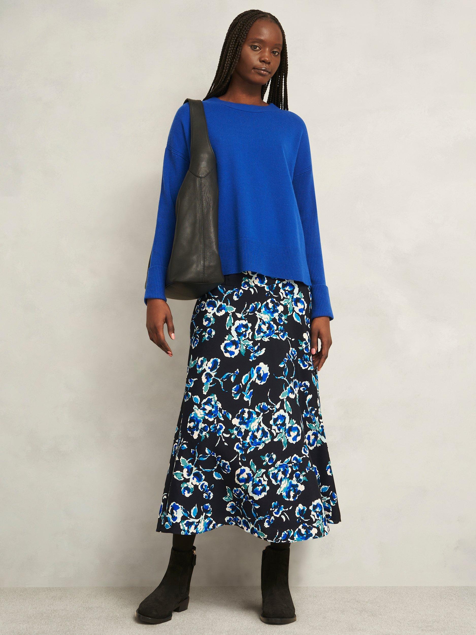 Product image 6 of 6, which shows Hobbs Kiara Skirt, Navy/Multi, 10