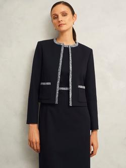 Hobbs Joyce Tweed Trim Jacket, Black/Multi, Black/Multi