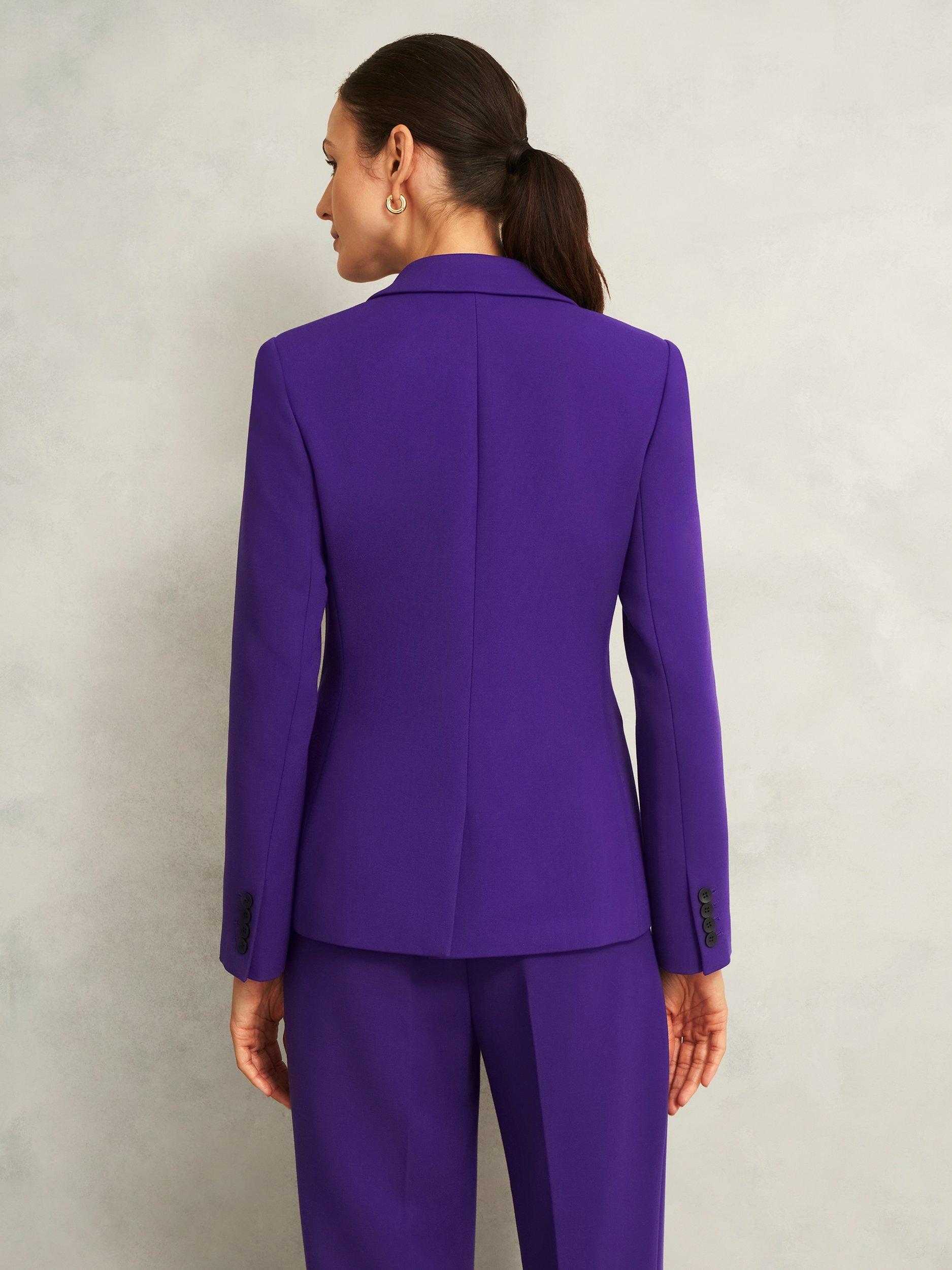 Product image 2 of 5, which shows Hobbs Petite Sami Single Breasted Jacket, Purple, 10