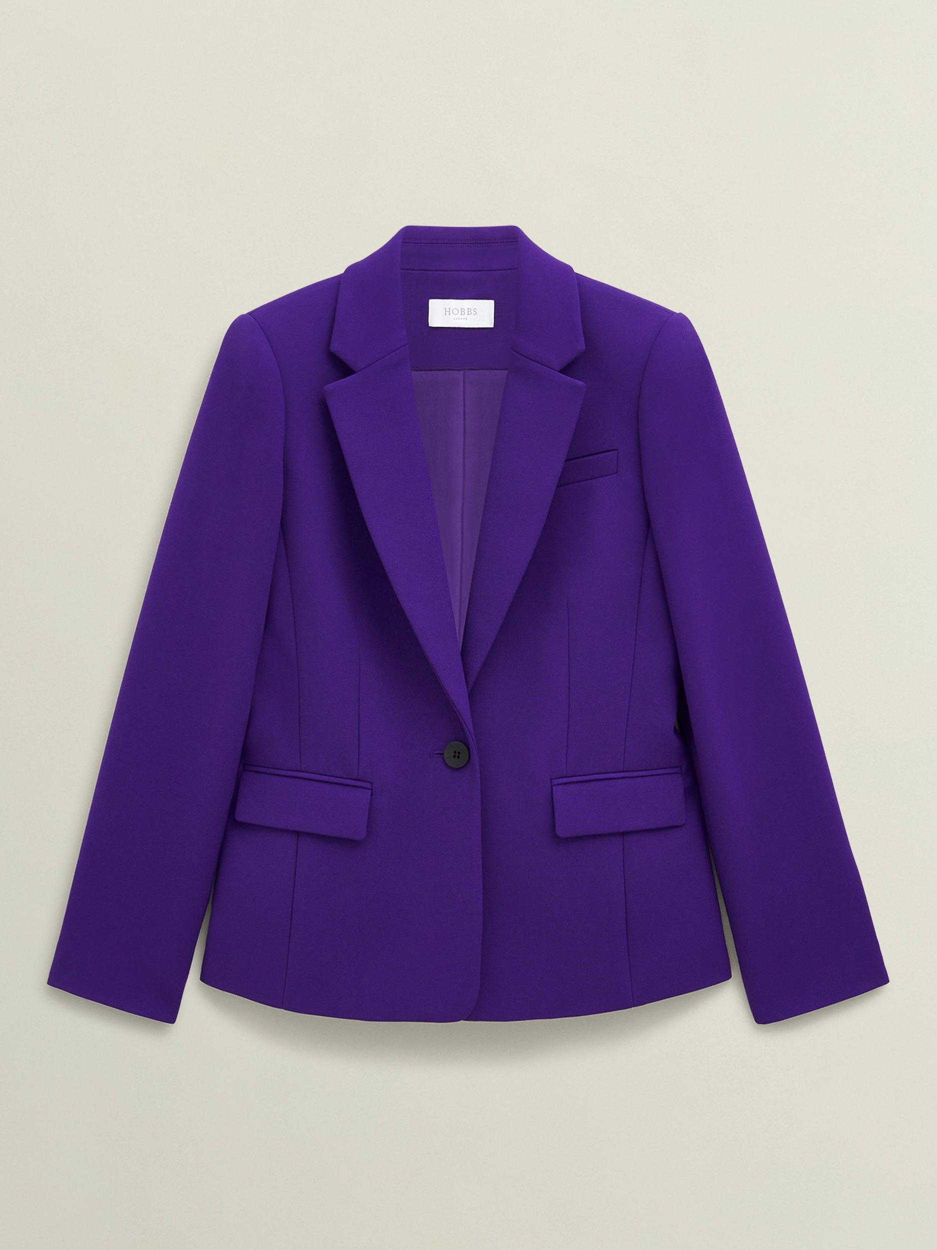 Product image 4 of 5, which shows Hobbs Petite Sami Single Breasted Jacket, Purple, 10