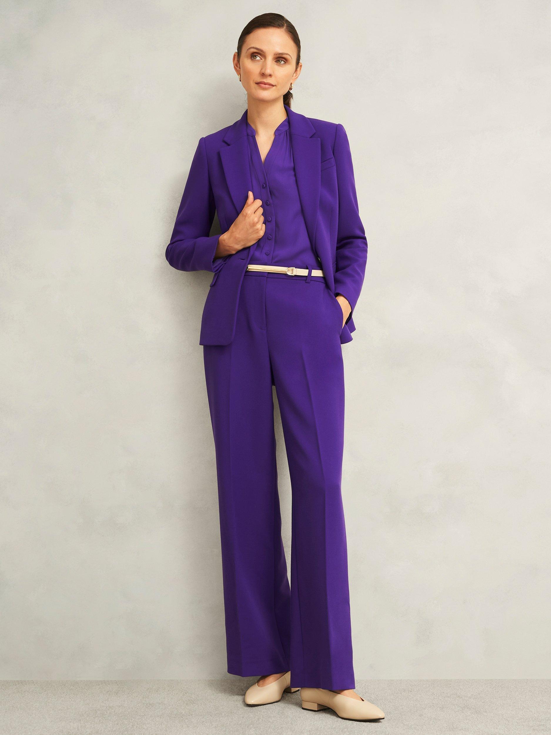 Product image 5 of 5, which shows Hobbs Petite Sami Single Breasted Jacket, Purple, 10