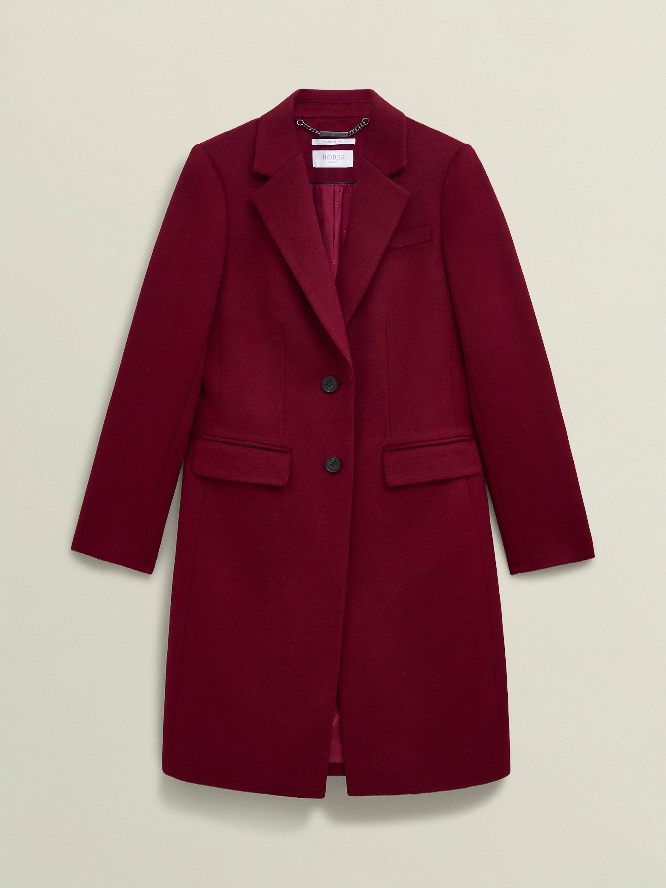 Product image 4 of 6, which shows Hobbs Cavendish Pure Wool Coat, Red, 8