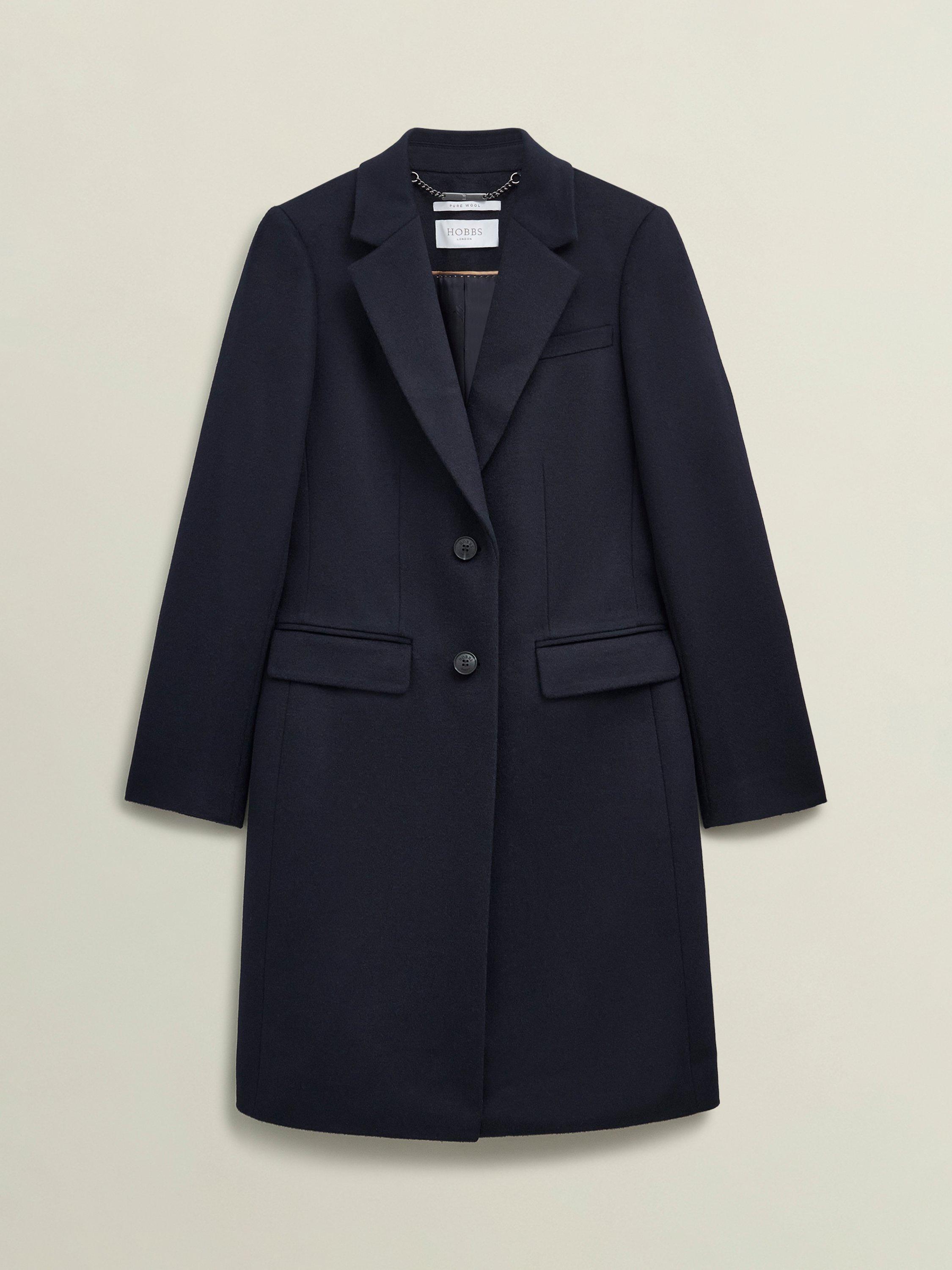 Product image 4 of 6, which shows Hobbs Cavendish Pure Wool Coat, Navy, 12