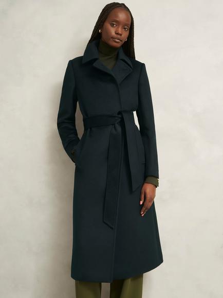 Hobbs Petite Livia Wool Coat, Dark Green