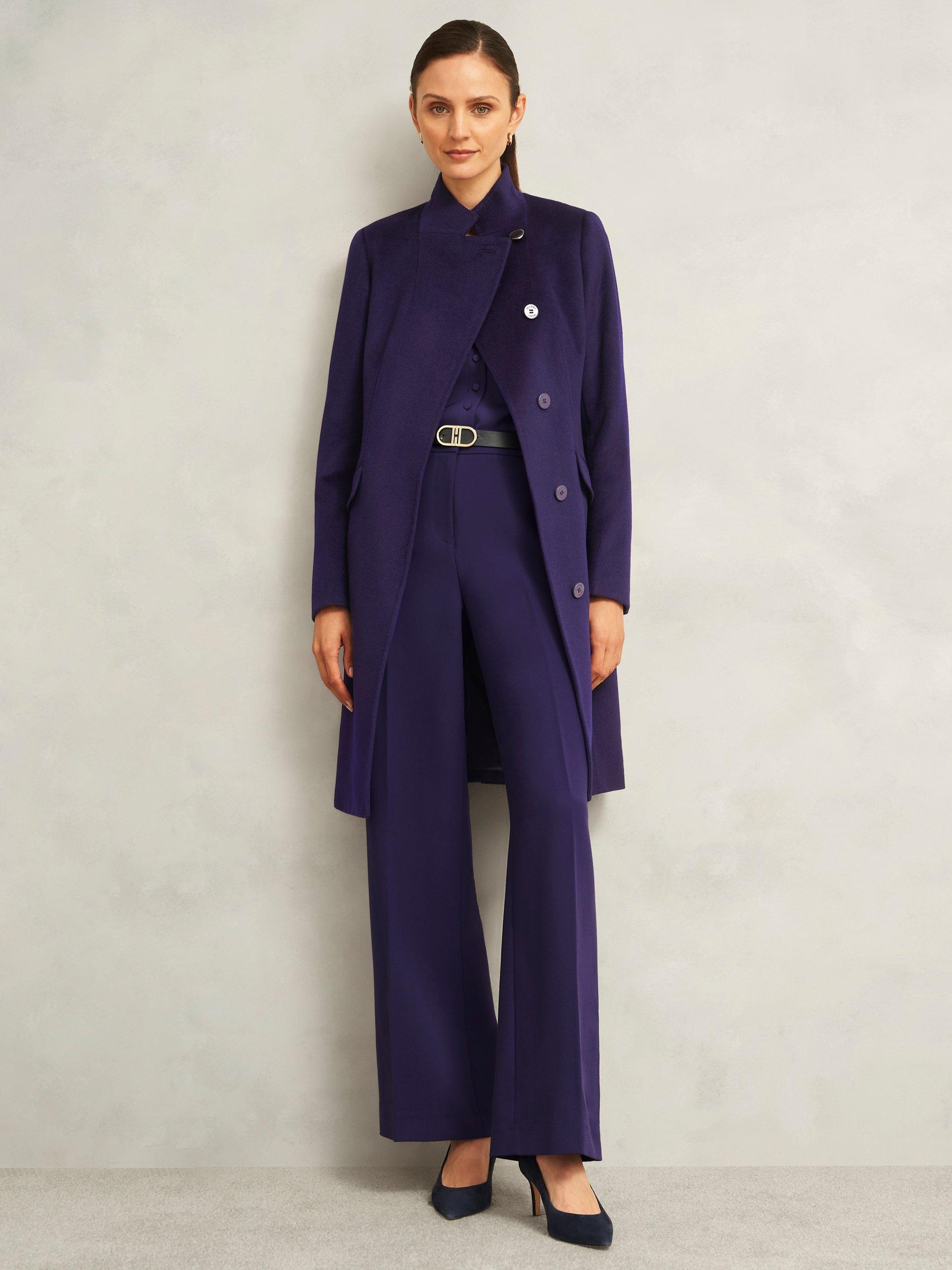 Product image 1 of 7, which shows Hobbs Taylor Wool Coat, Dark Purple, 8