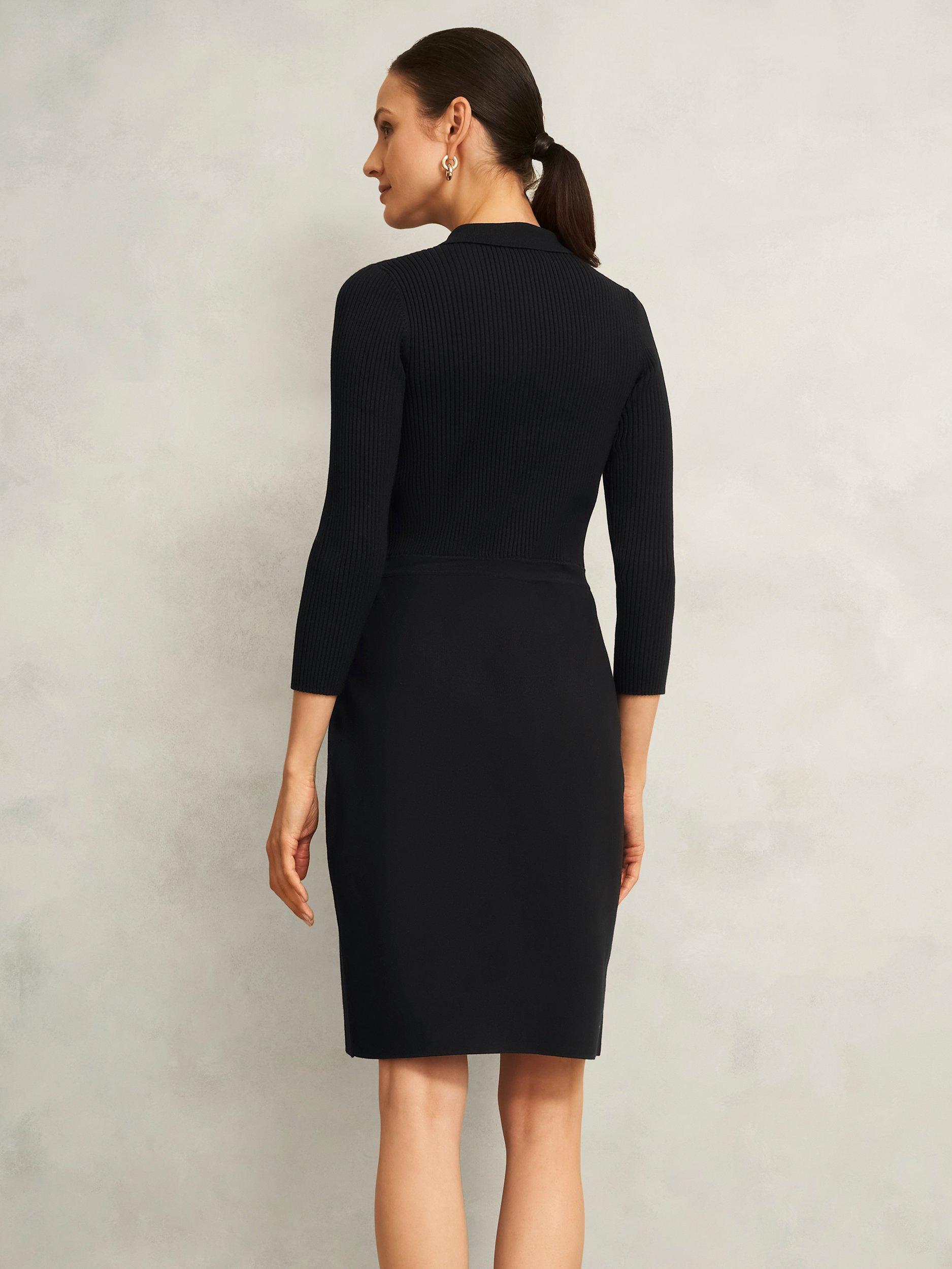 Product image 2 of 5, which shows Hobbs Blanche Knitted Dress, Black, 10
