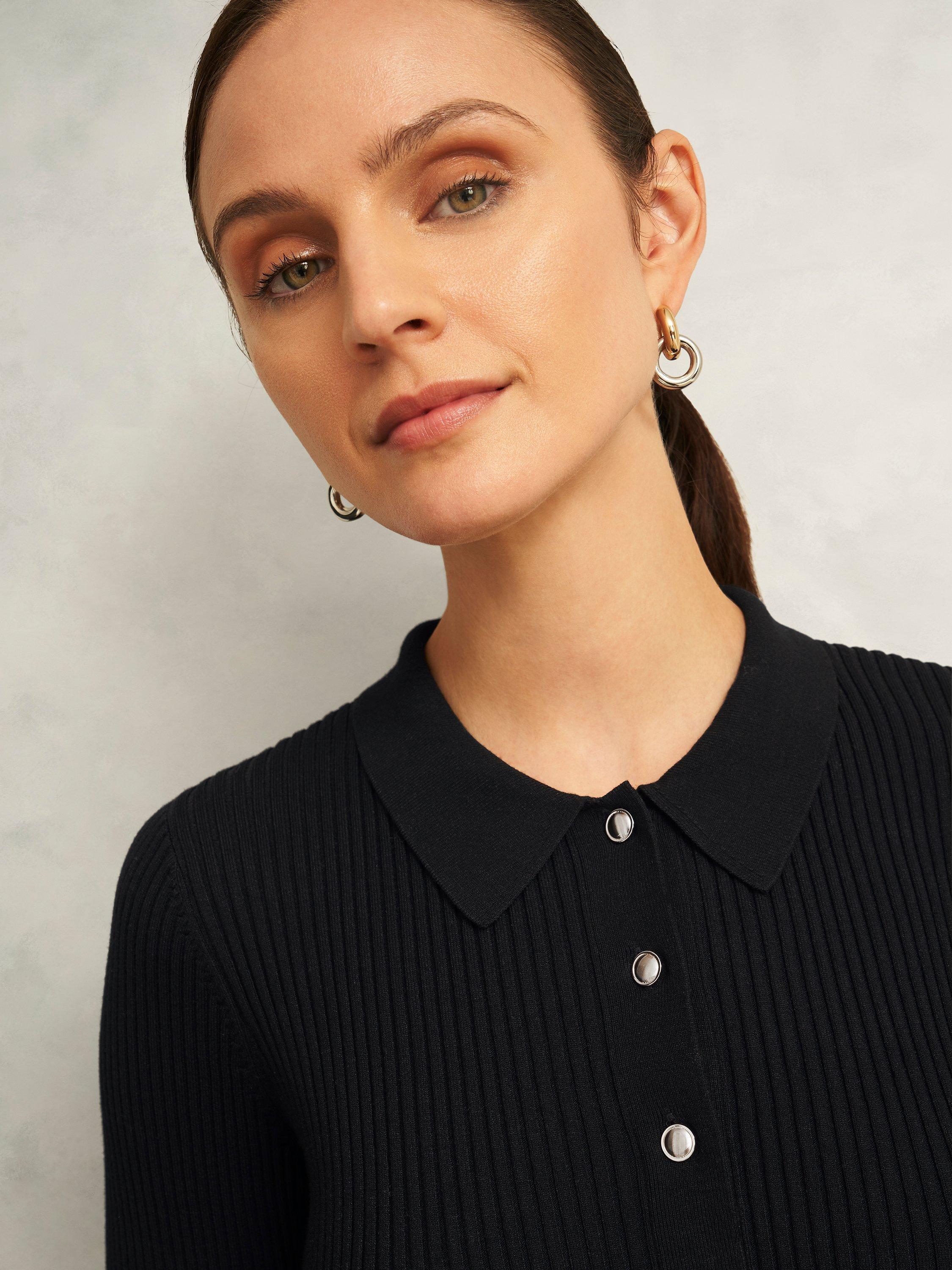 Product image 3 of 5, which shows Hobbs Blanche Knitted Dress, Black, 10