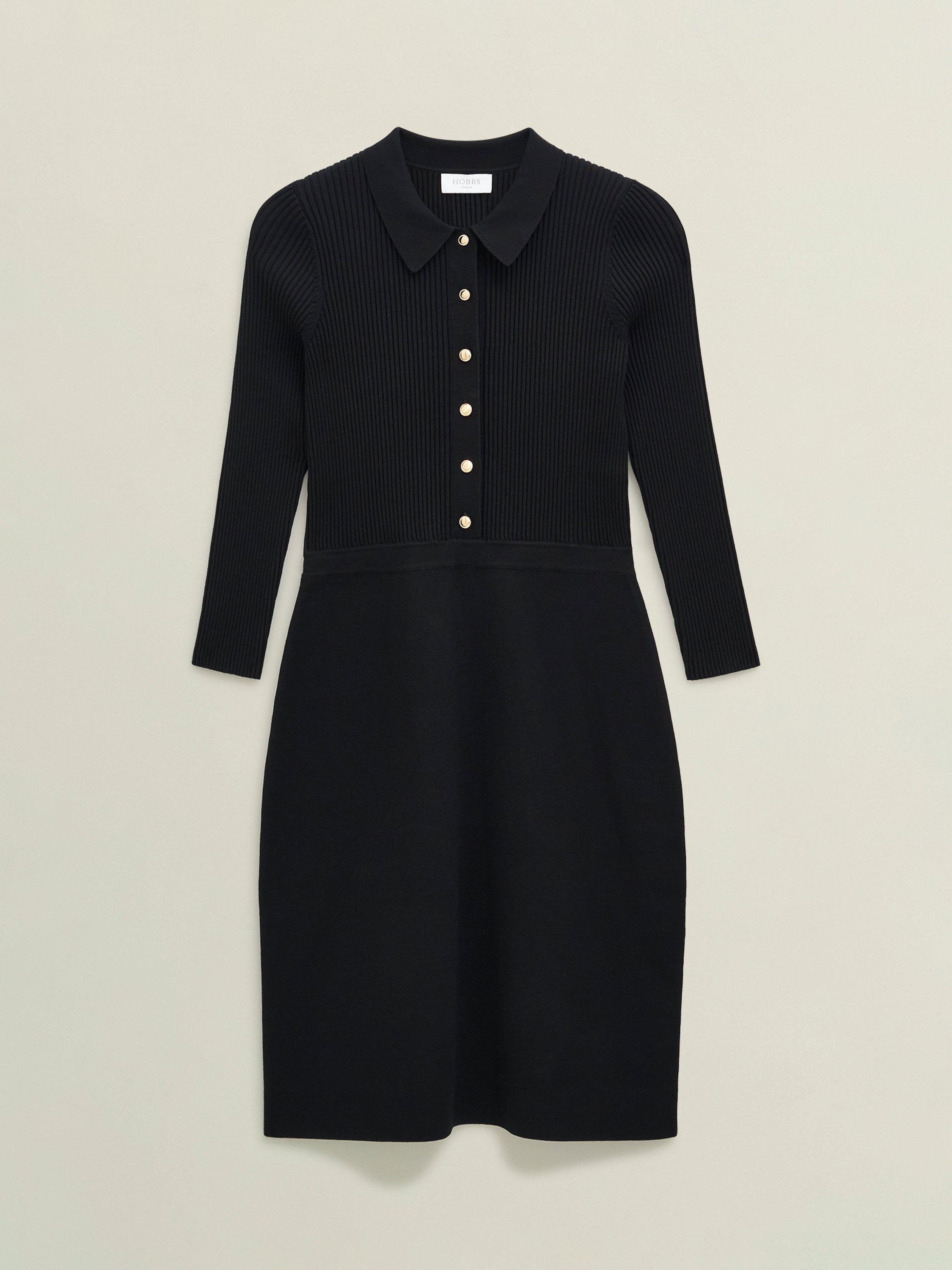 Product image 4 of 5, which shows Hobbs Blanche Knitted Dress, Black, 10