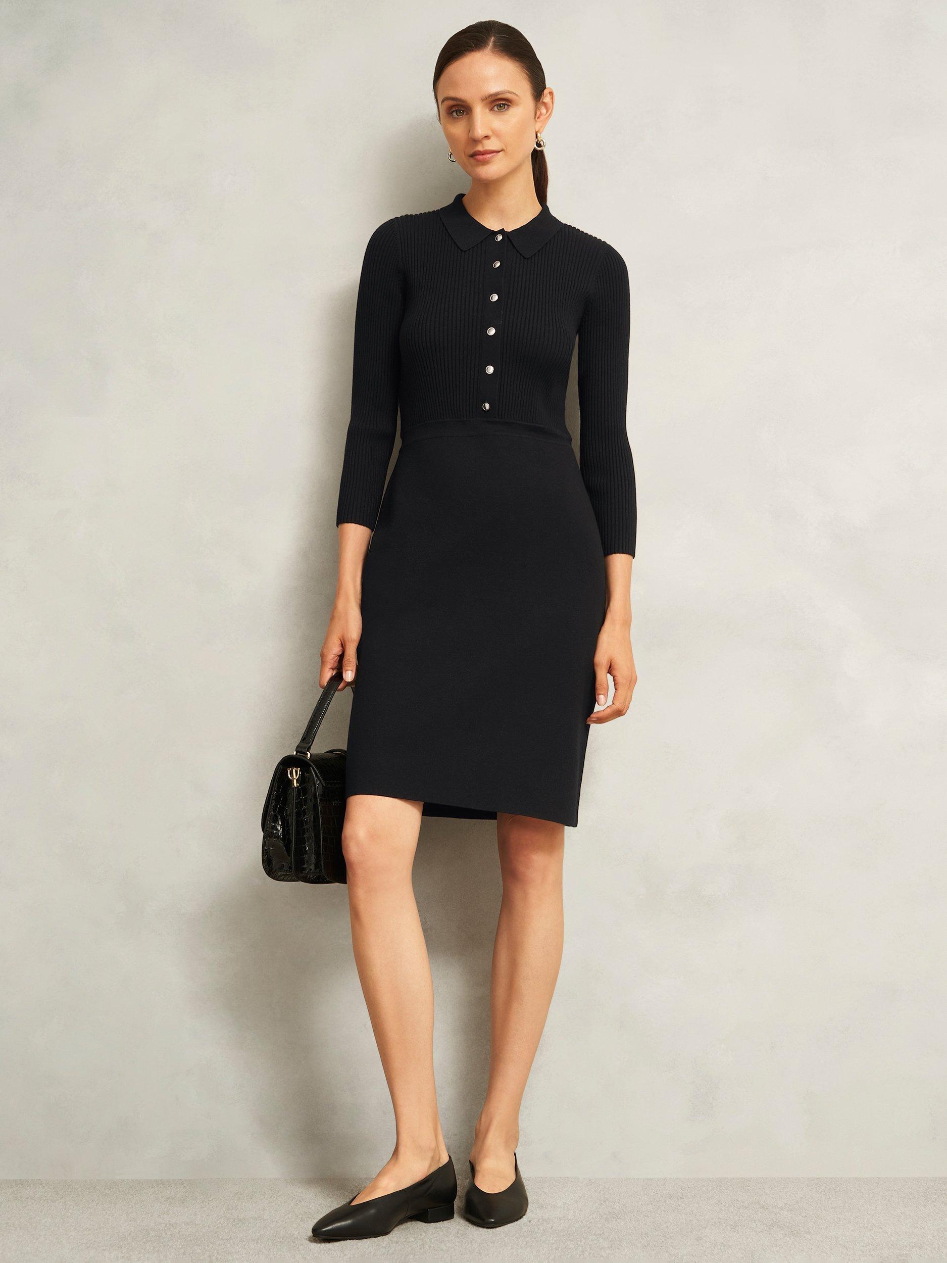 Product image 5 of 5, which shows Hobbs Blanche Knitted Dress, Black, 10