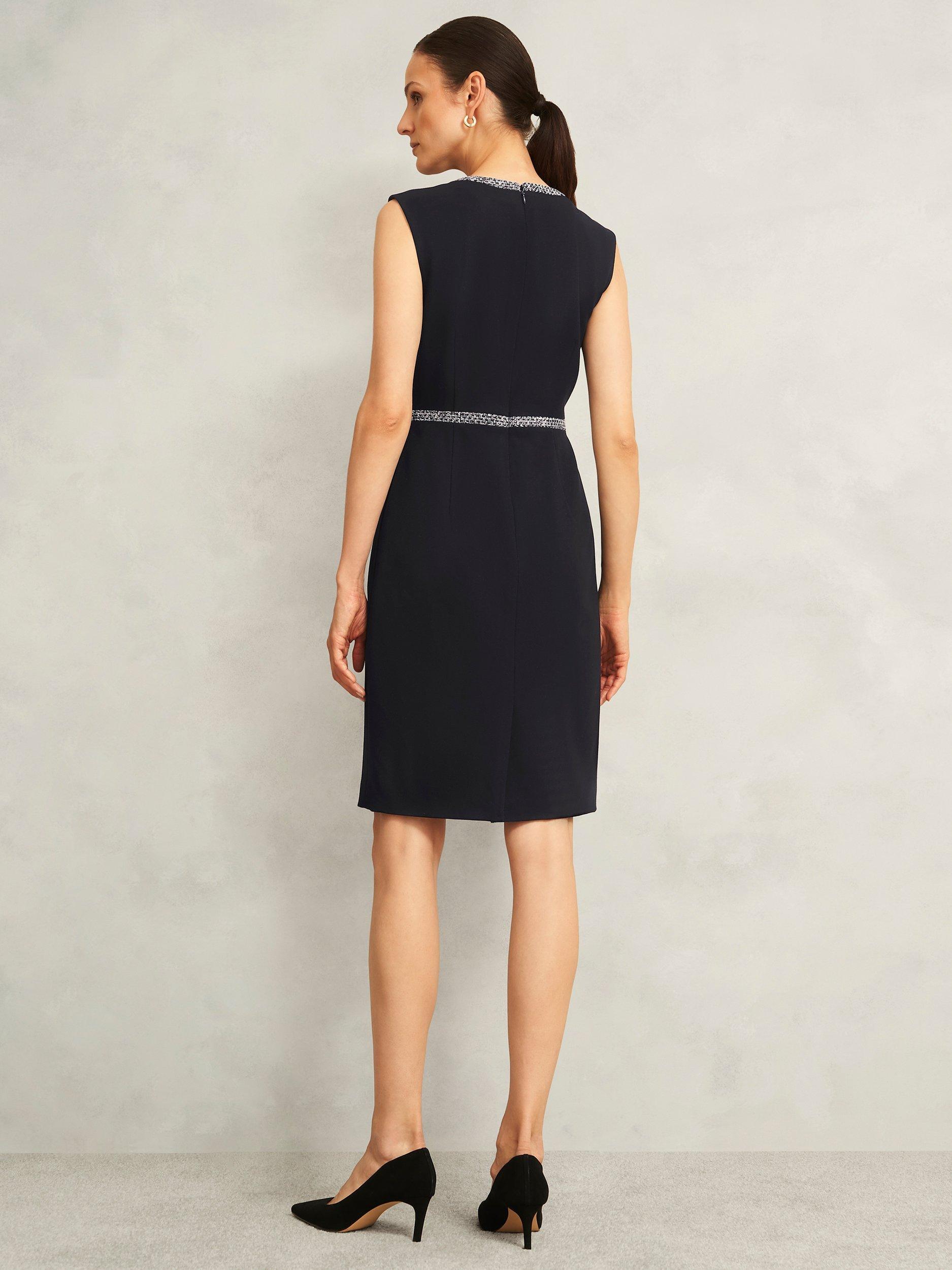 Product image 2 of 7, which shows Hobbs Joyce Tweed Trim Shift Dress, Black/Multi, 10