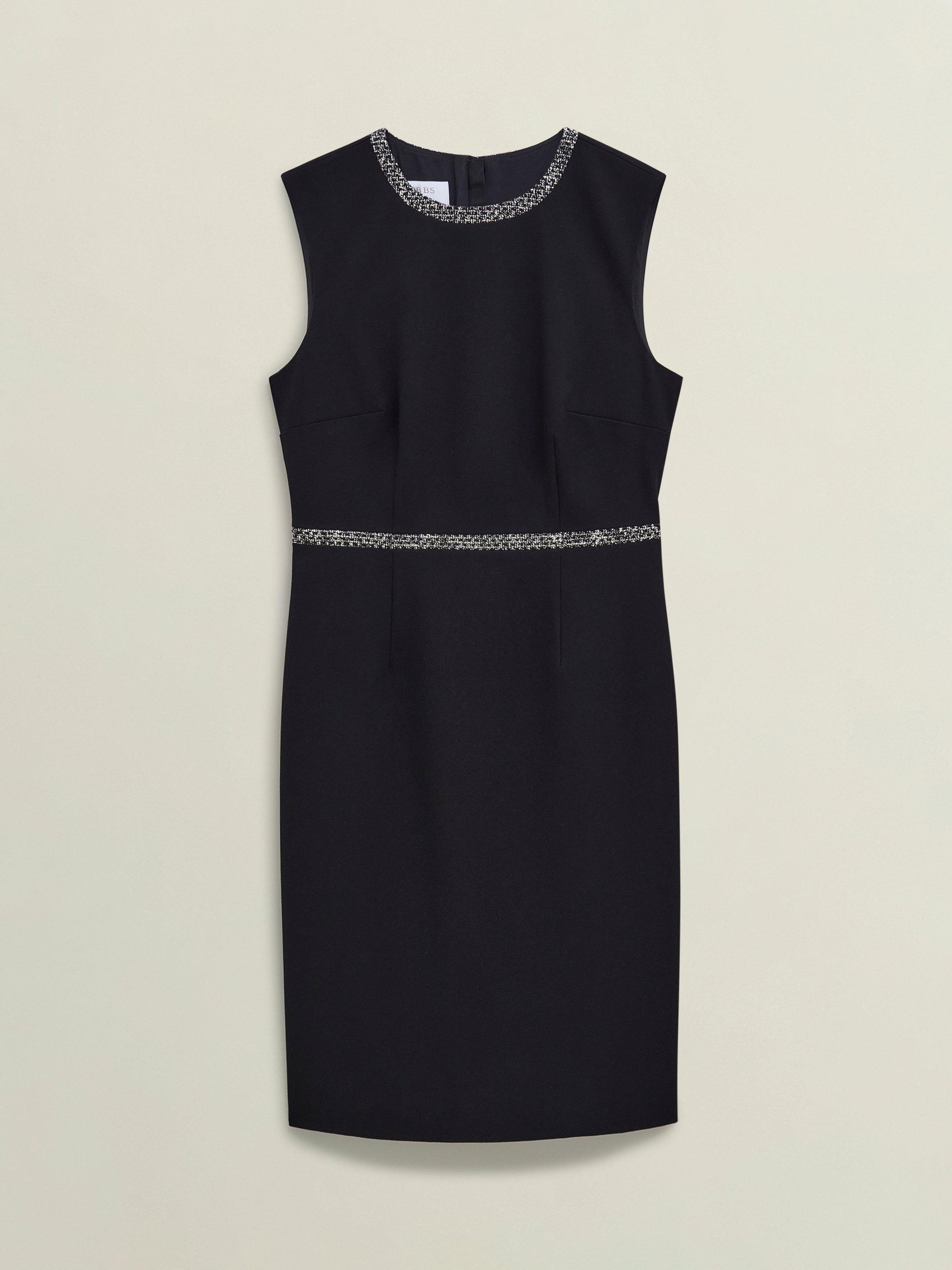 Product image 4 of 7, which shows Hobbs Joyce Tweed Trim Shift Dress, Black/Multi, 10