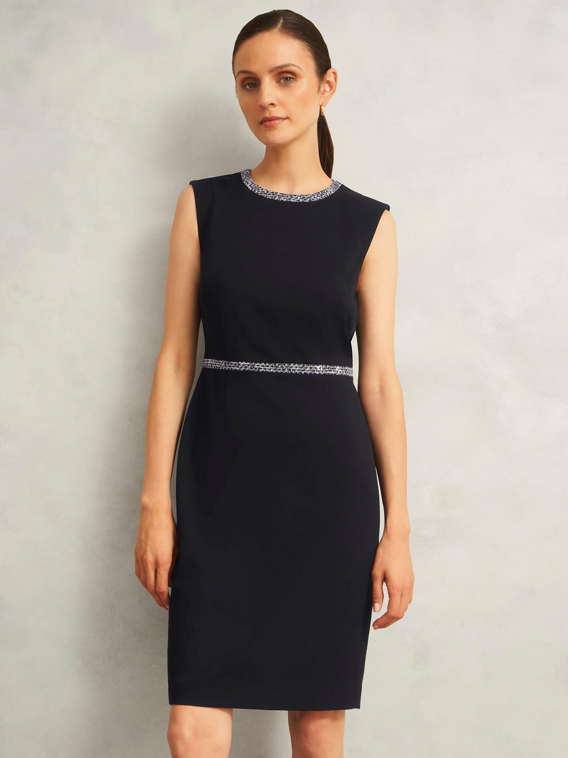 Product image 5 of 7, which shows Hobbs Joyce Tweed Trim Shift Dress, Black/Multi, 10