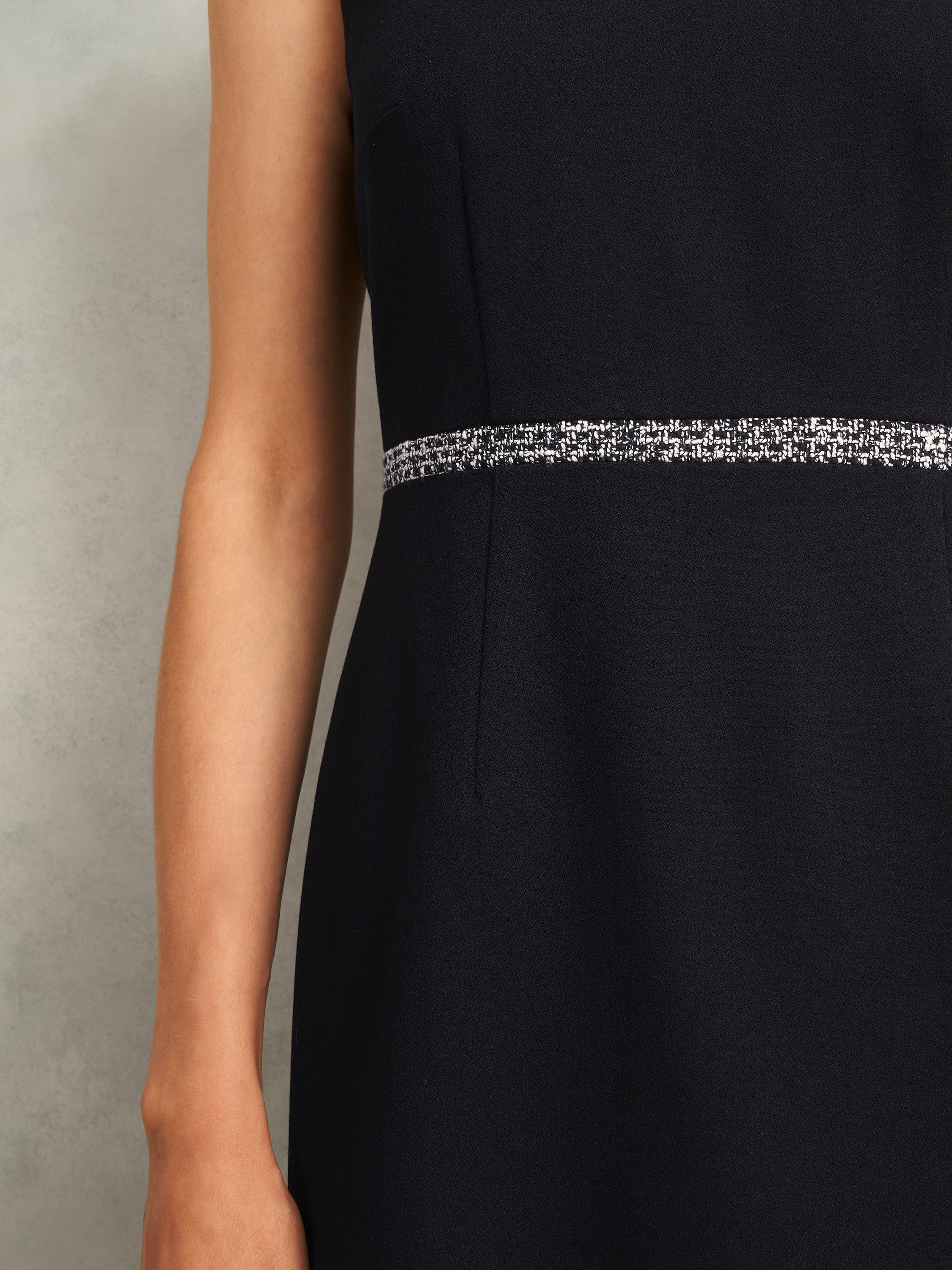 Product image 7 of 7, which shows Hobbs Joyce Tweed Trim Shift Dress, Black/Multi, 10