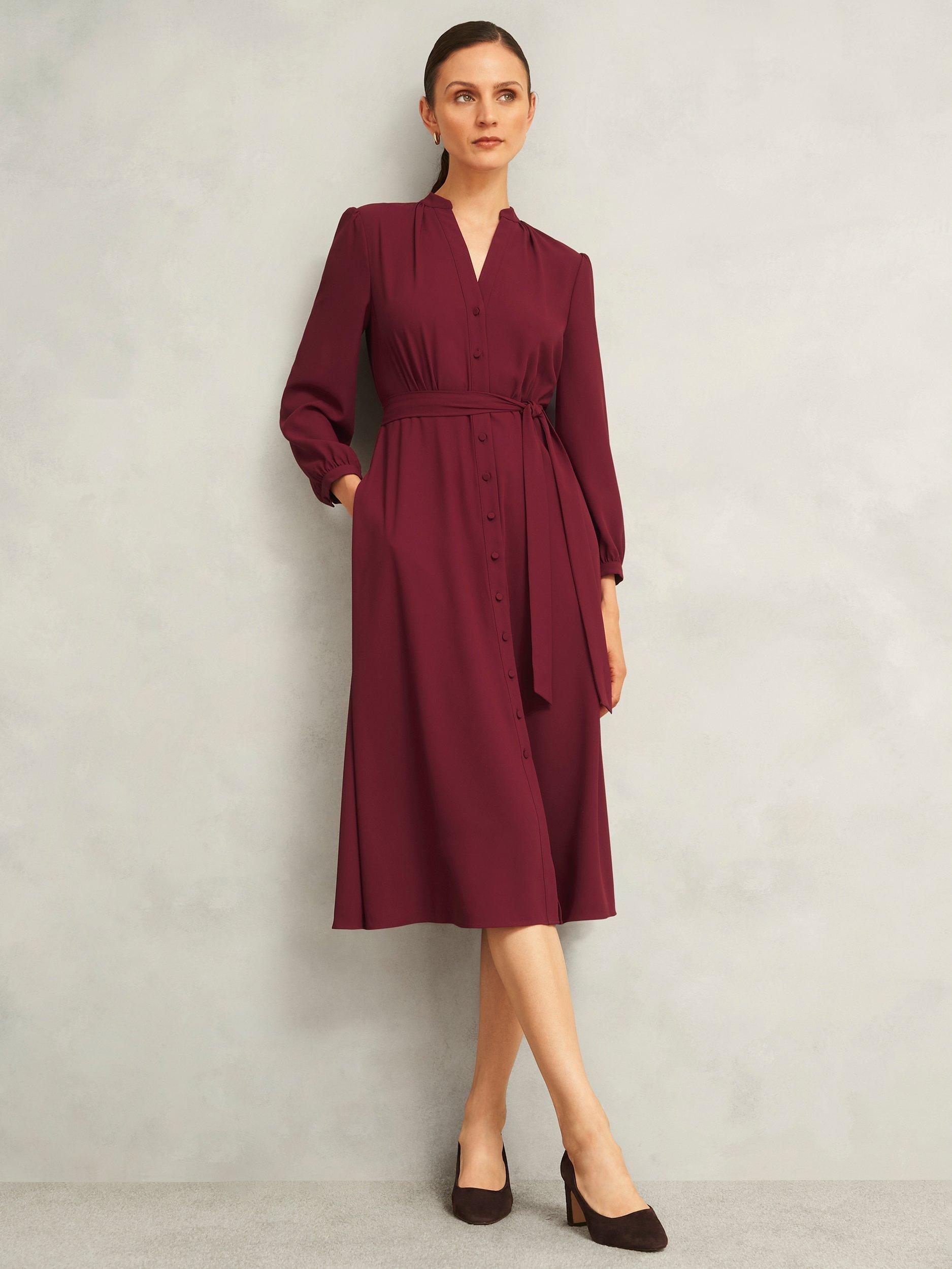 Product image 1 of 7, which shows Hobbs Peony Dress, Red, 10