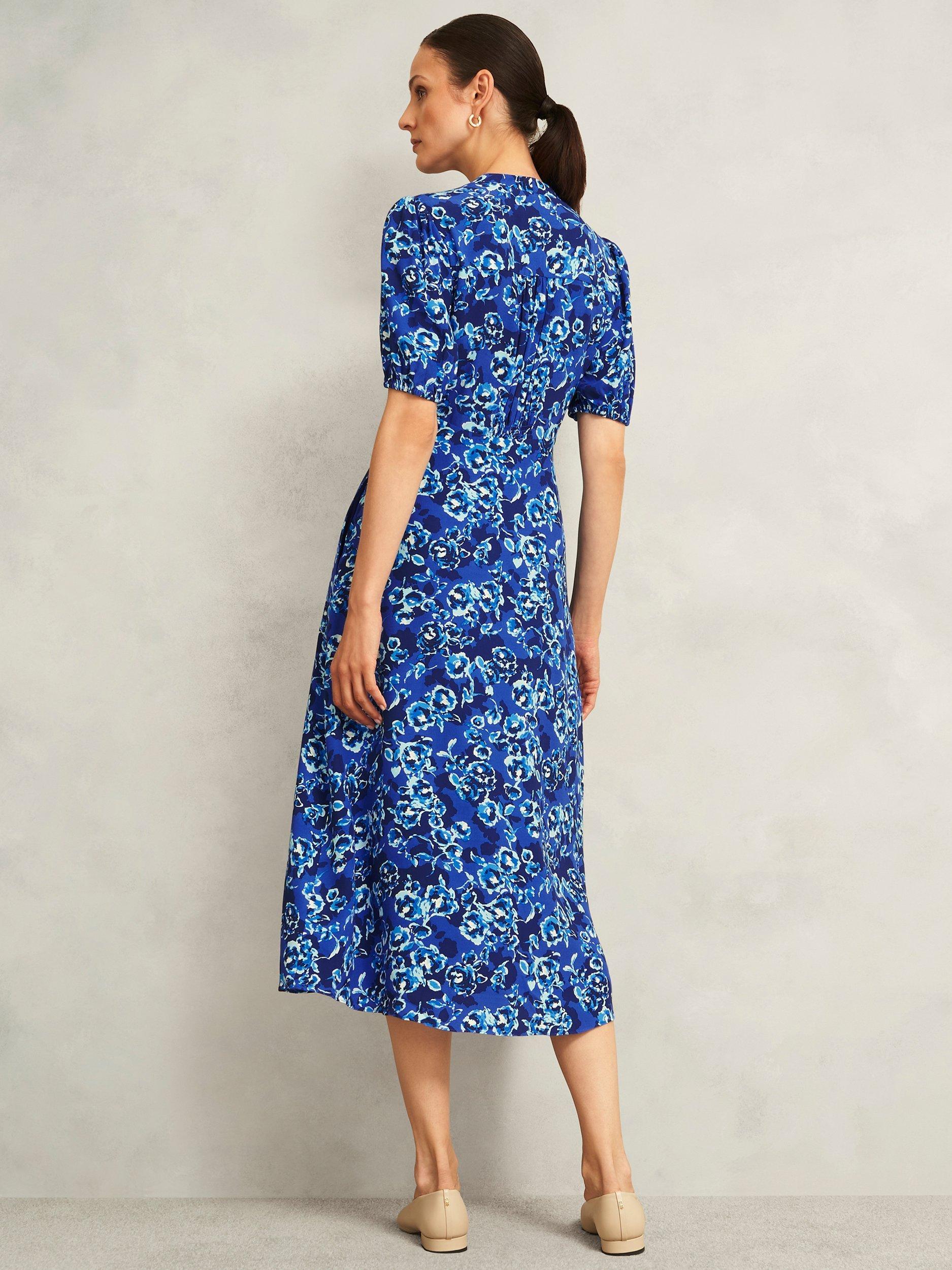 Product image 2 of 5, which shows Hobbs Sidonie Dress, Blue/Multi, 10