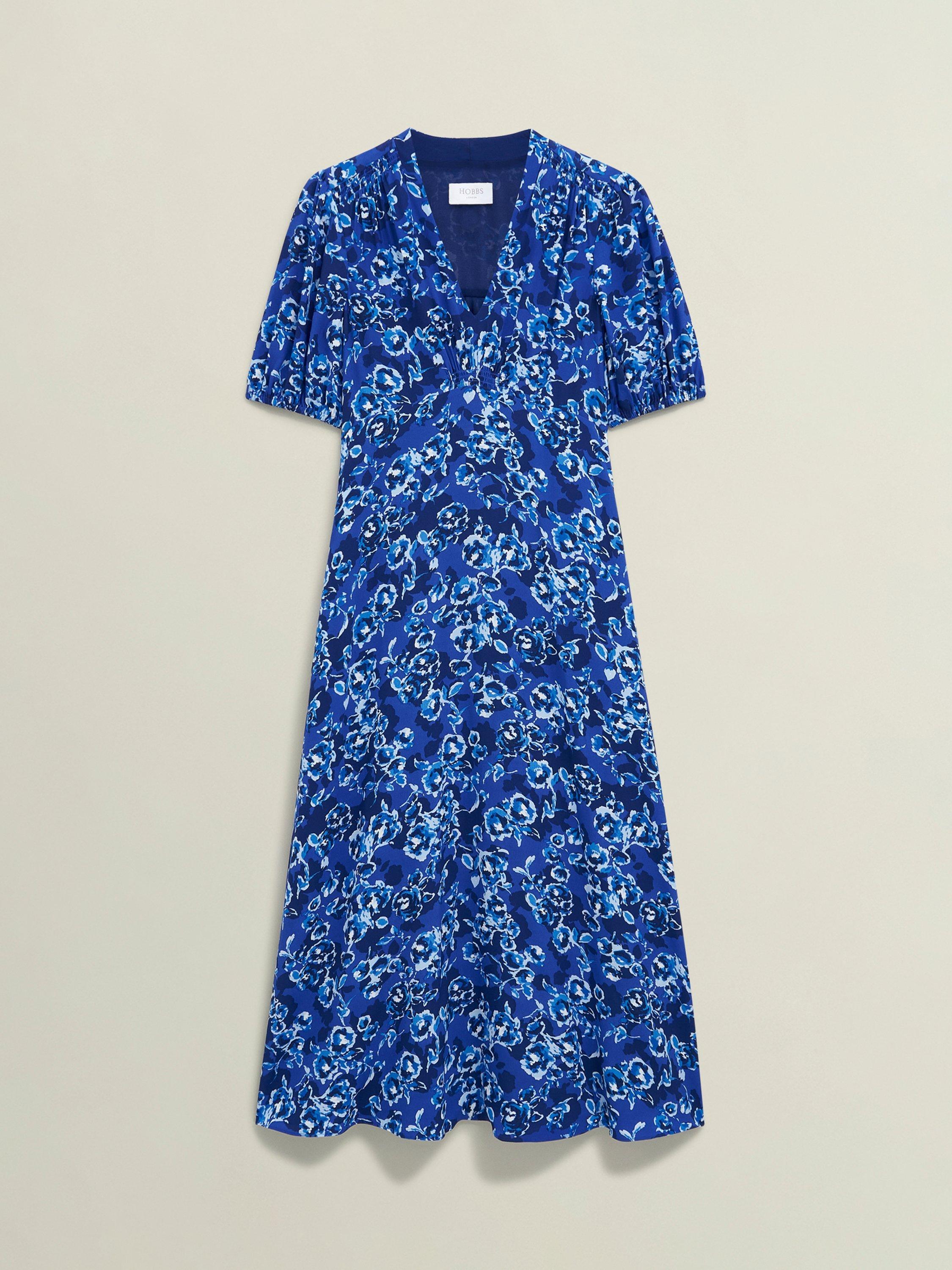 Product image 4 of 5, which shows Hobbs Sidonie Dress, Blue/Multi, 10