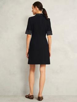 Hobbs Stella Satin Collar Mini Dress, Black - view 2, Black