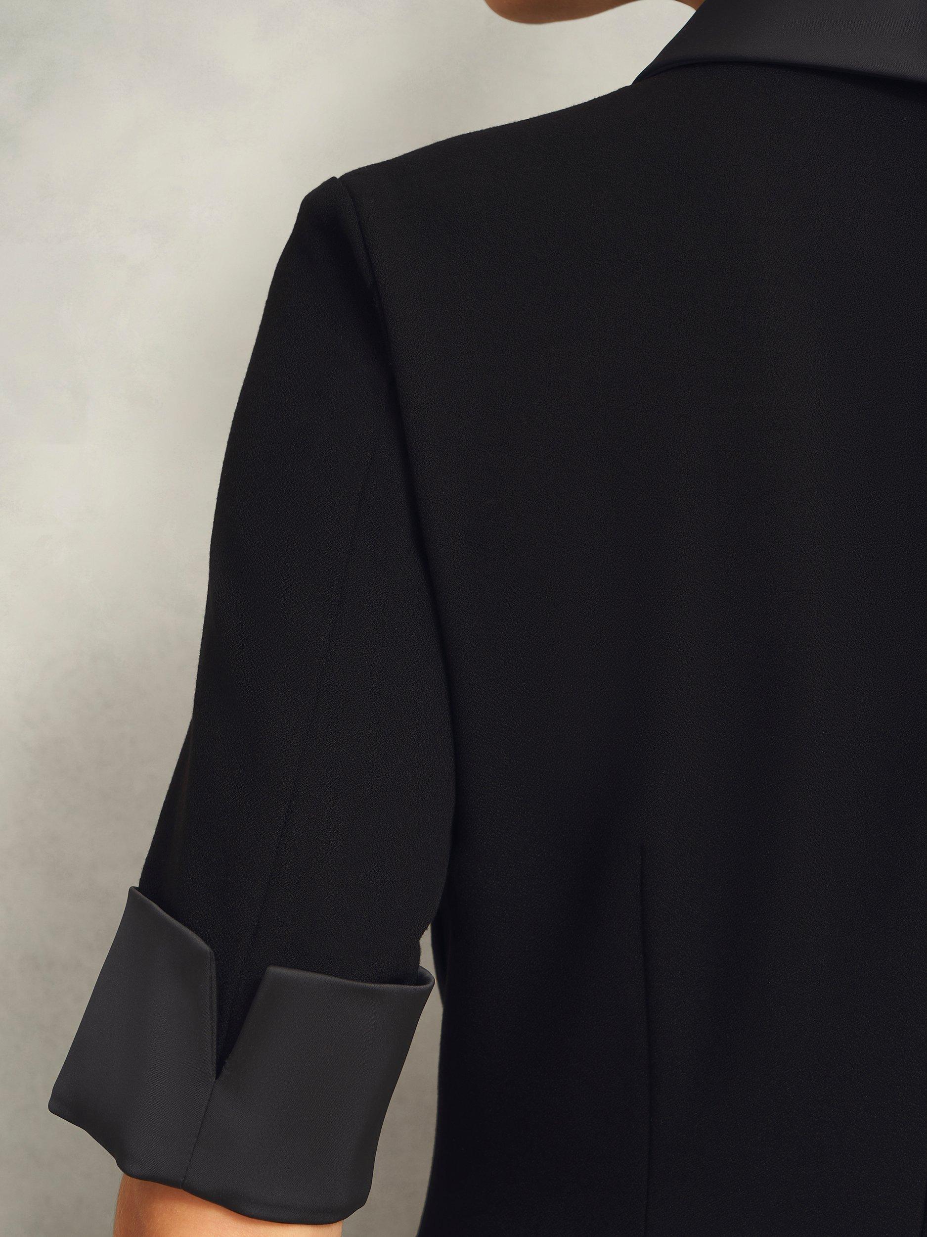 Product image 7 of 7, which shows Hobbs Stella Satin Collar Mini Dress, Black, 10