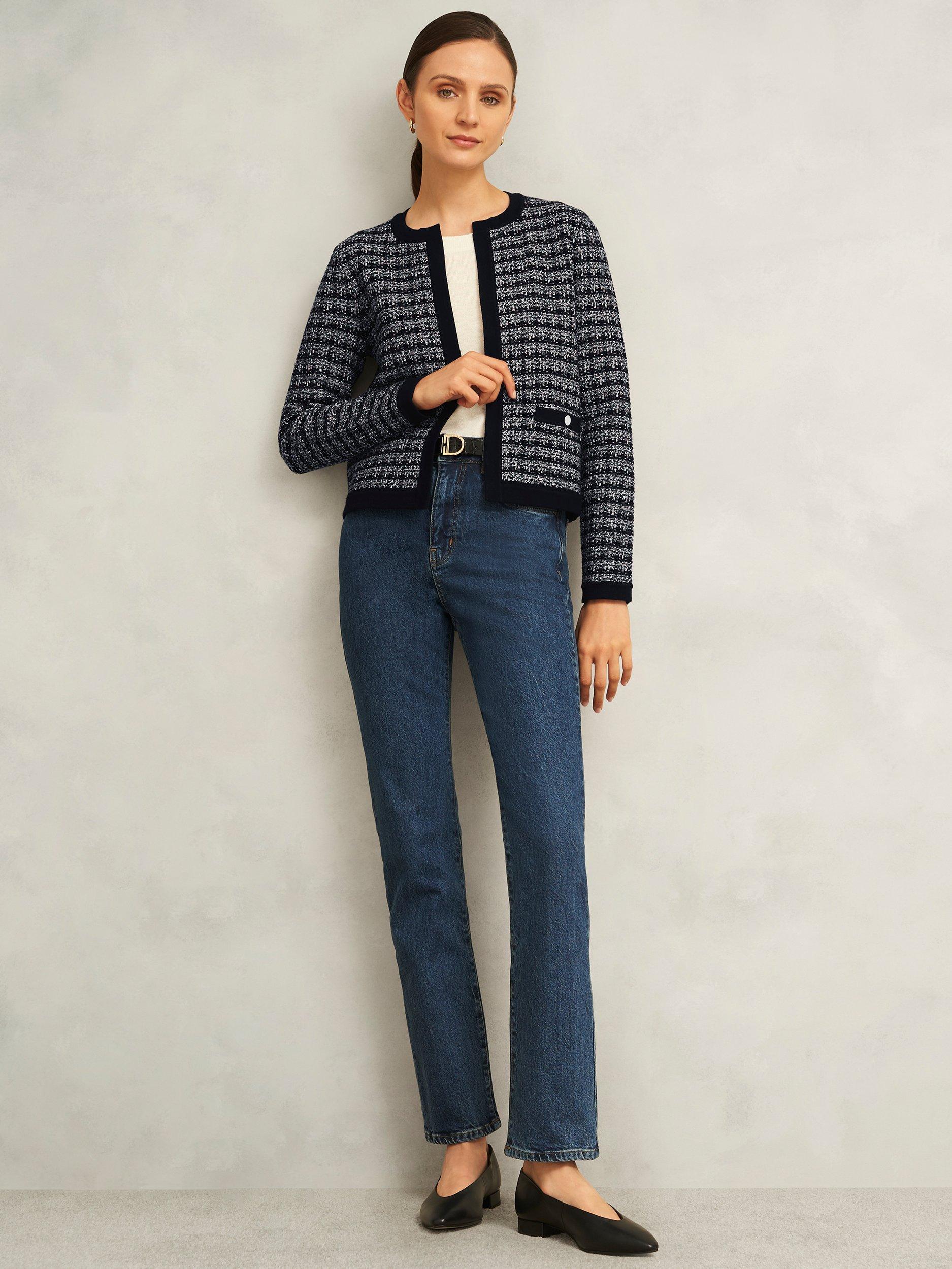 Product image 5 of 5, which shows Hobbs Audra Tweed Trim Jacket, Multi, S