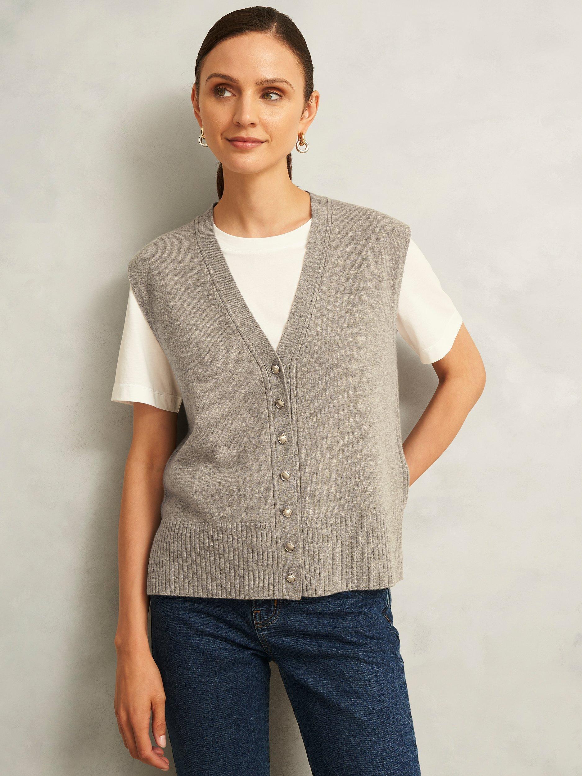 Hobbs Maya Wool Rich Vest Top, Light Brown