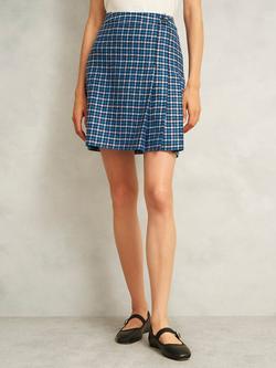 Hobbs Molly Check Pure Wool Kilt Skirt, Blue/Multi, Blue/Multi