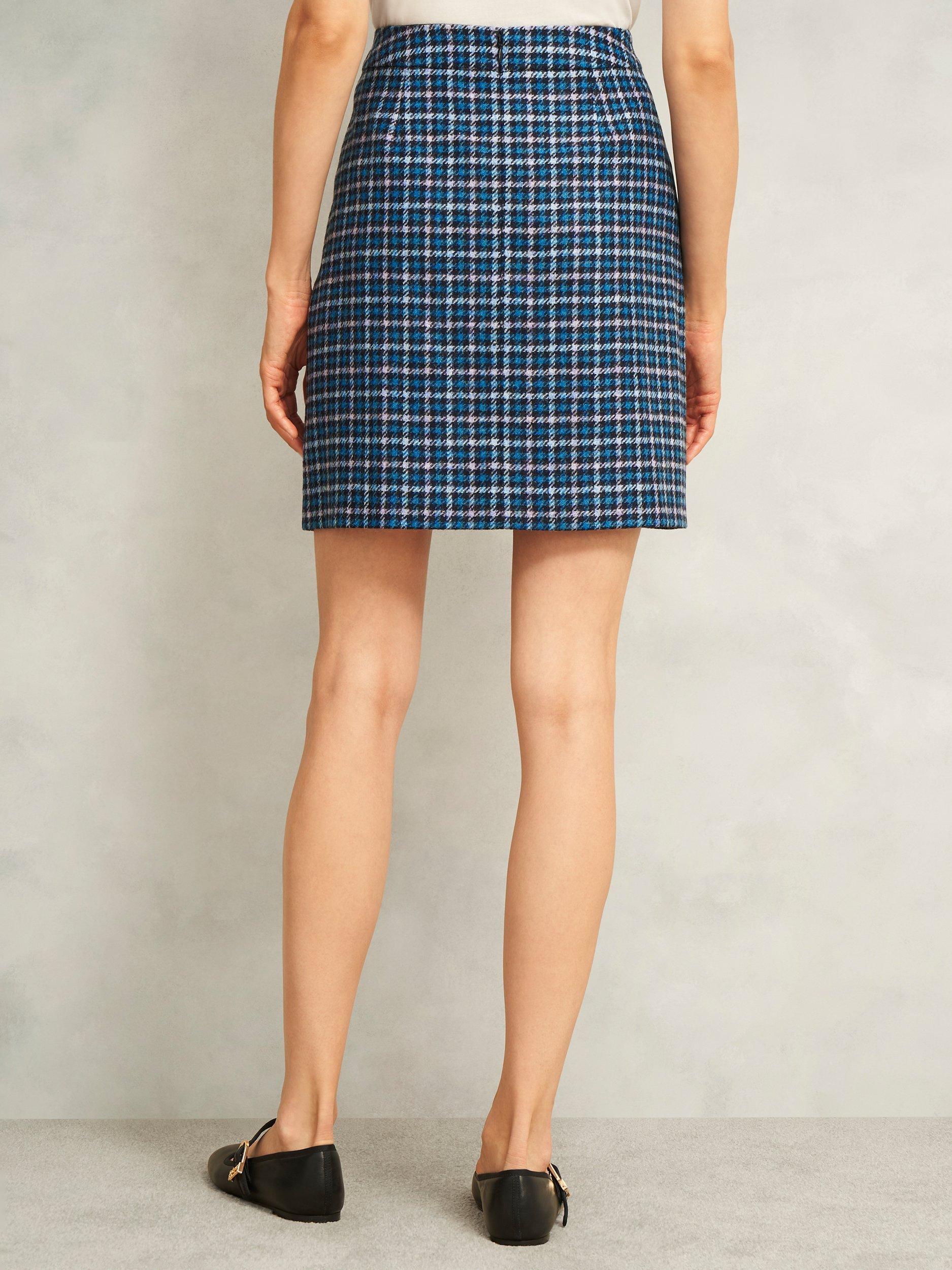 Product image 2 of 6, which shows Hobbs Molly Check Pure Wool Kilt Skirt, Blue/Multi, 10