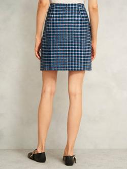 Hobbs Molly Check Pure Wool Kilt Skirt, Blue/Multi - view 2, Blue/Multi