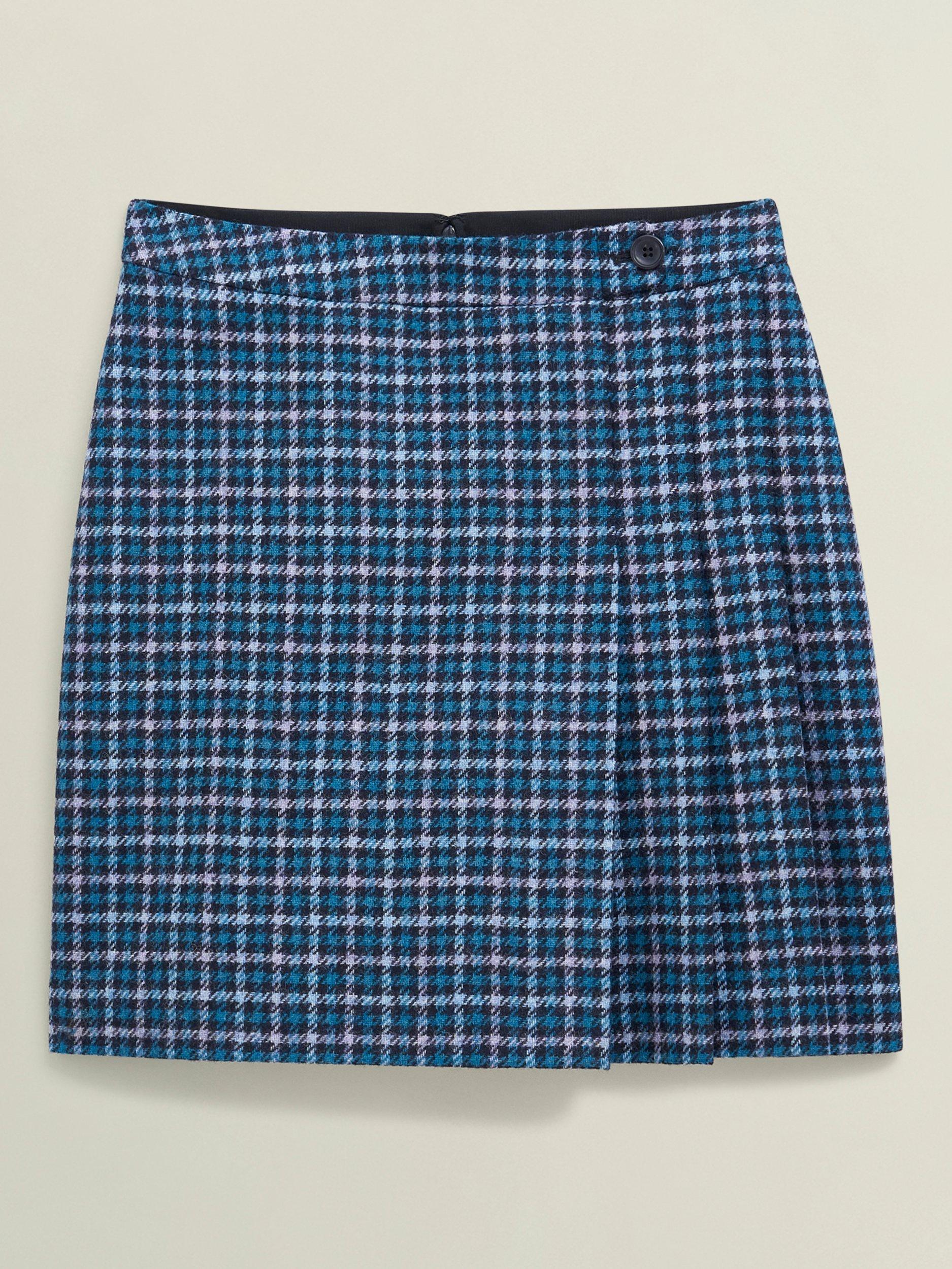 Product image 4 of 6, which shows Hobbs Molly Check Pure Wool Kilt Skirt, Blue/Multi, 10