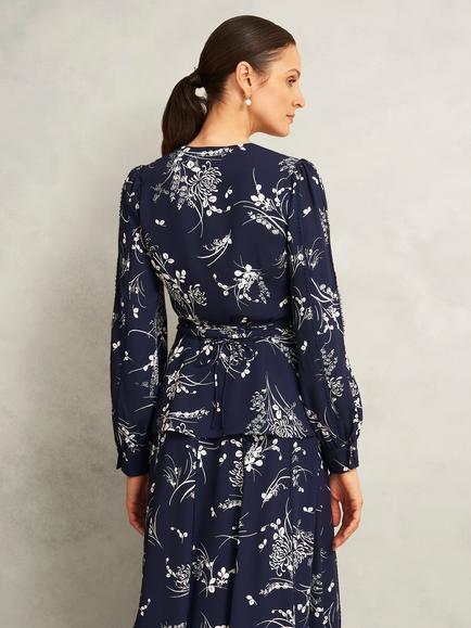 Hobbs Brielle Blouse, Blue/Multi - view 2, Blue/Multi