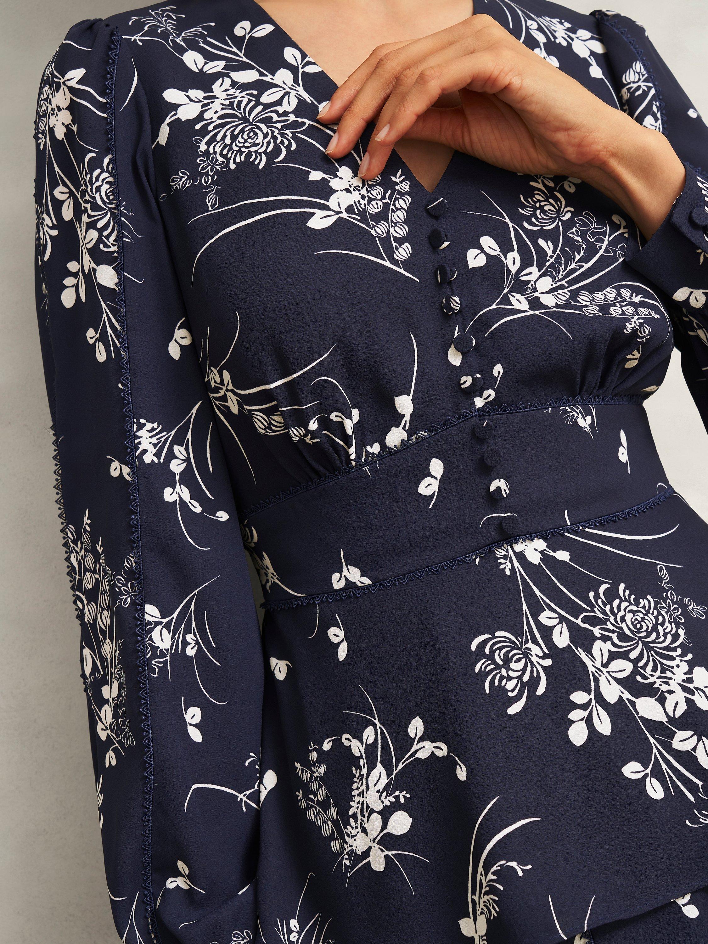 Product image 6 of 7, which shows Hobbs Brielle Blouse, Blue/Multi, 10