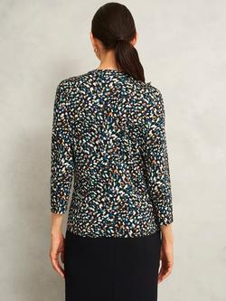 Hobbs Margot Abstract Top, Blue/Multi - view 2, Blue/Multi