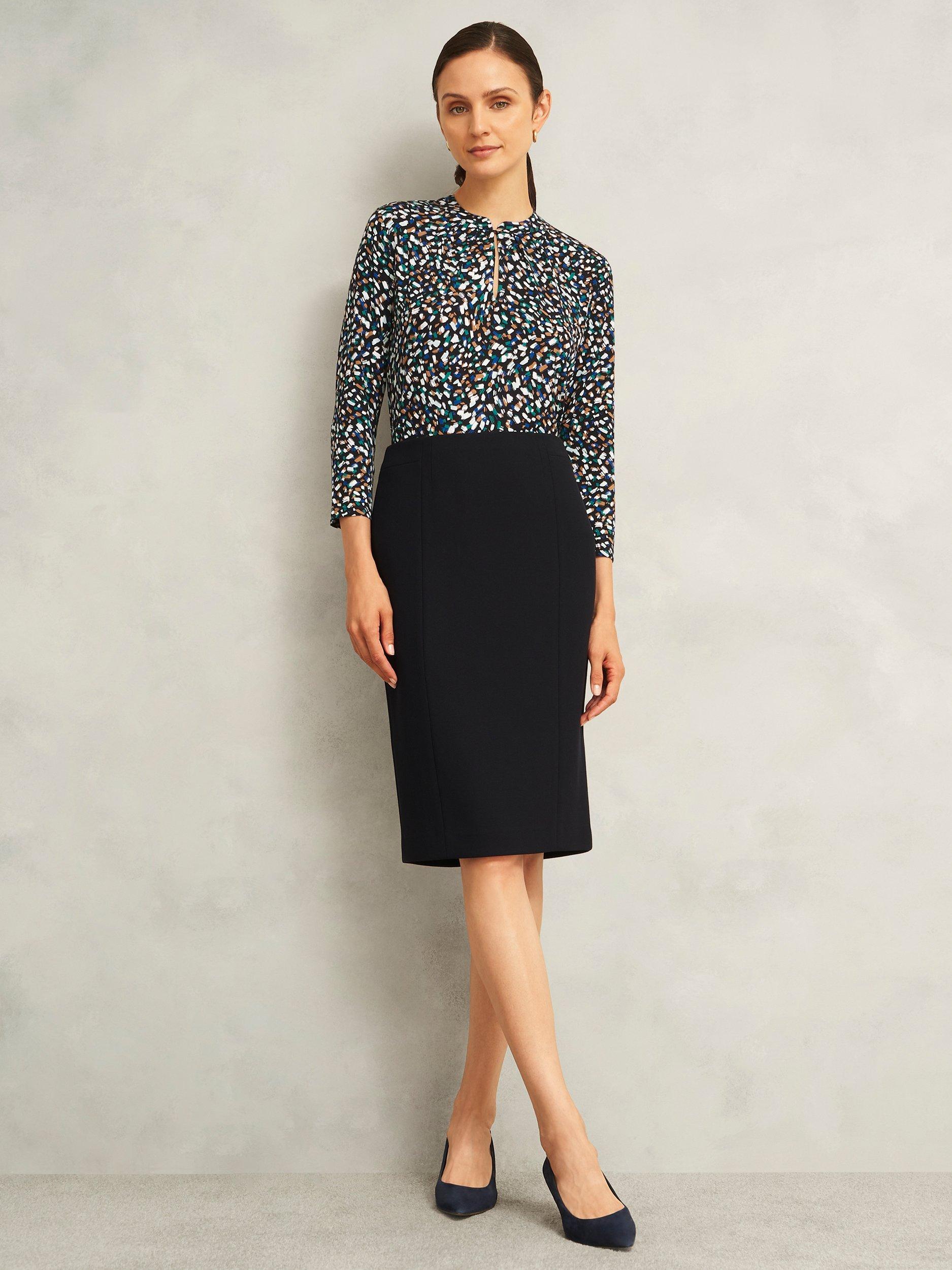 Product image 5 of 6, which shows Hobbs Margot Abstract Top, Blue/Multi, M