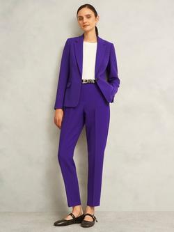 Hobbs Sami Petite Mid Rise Jewel Tone Trousers, Purple