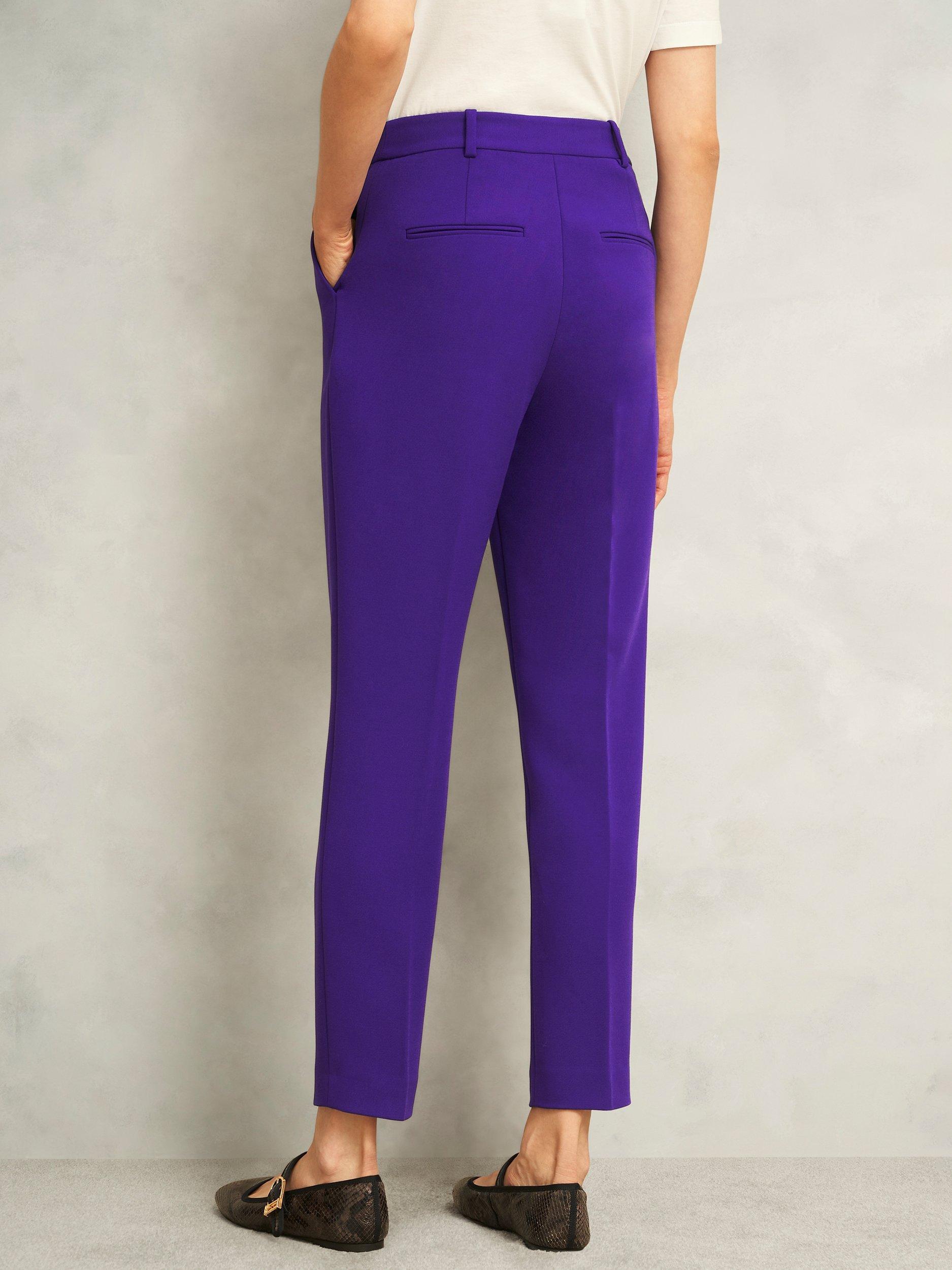 Product image 2 of 5, which shows Hobbs Sami Tapered Tailored Trousers, Purple, 10
