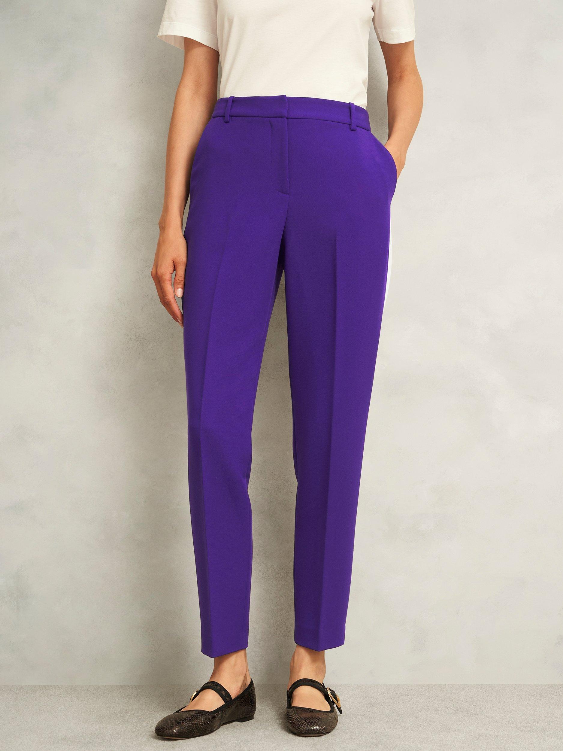 Product image 5 of 5, which shows Hobbs Sami Tapered Tailored Trousers, Purple, 10