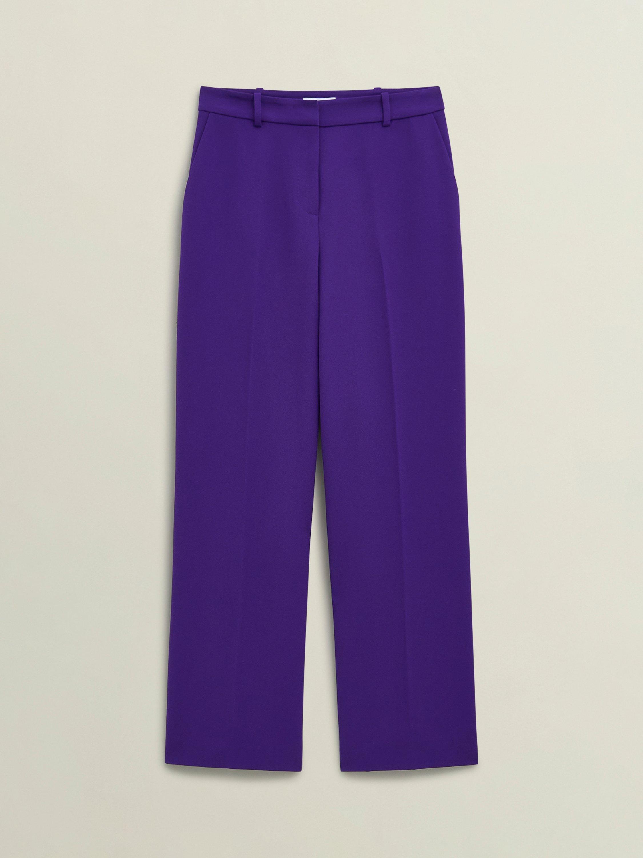 Product image 4 of 5, which shows Hobbs Sami Wide Leg Trousers, Purple, 10