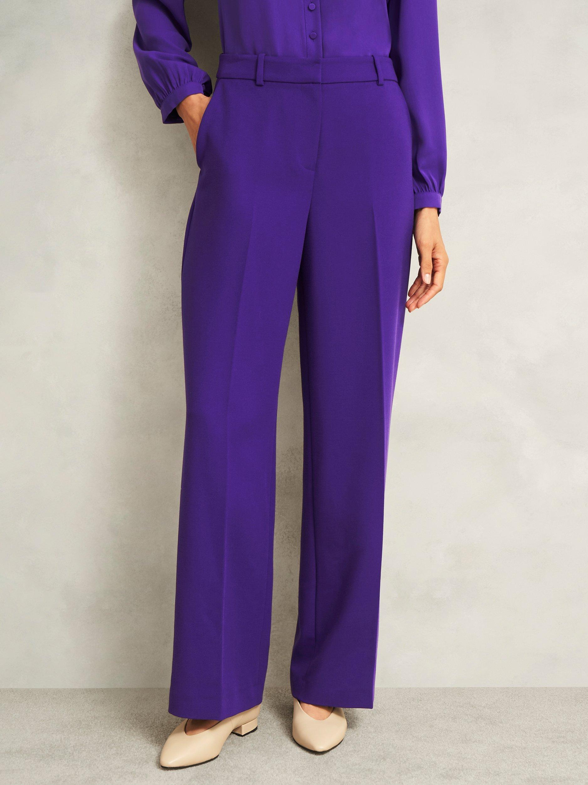 Product image 5 of 5, which shows Hobbs Sami Wide Leg Trousers, Purple, 10