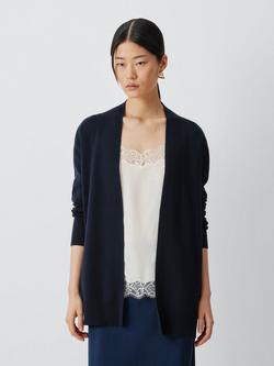 John Lewis Edge to Edge Cotton Blend Cardigan, Navy